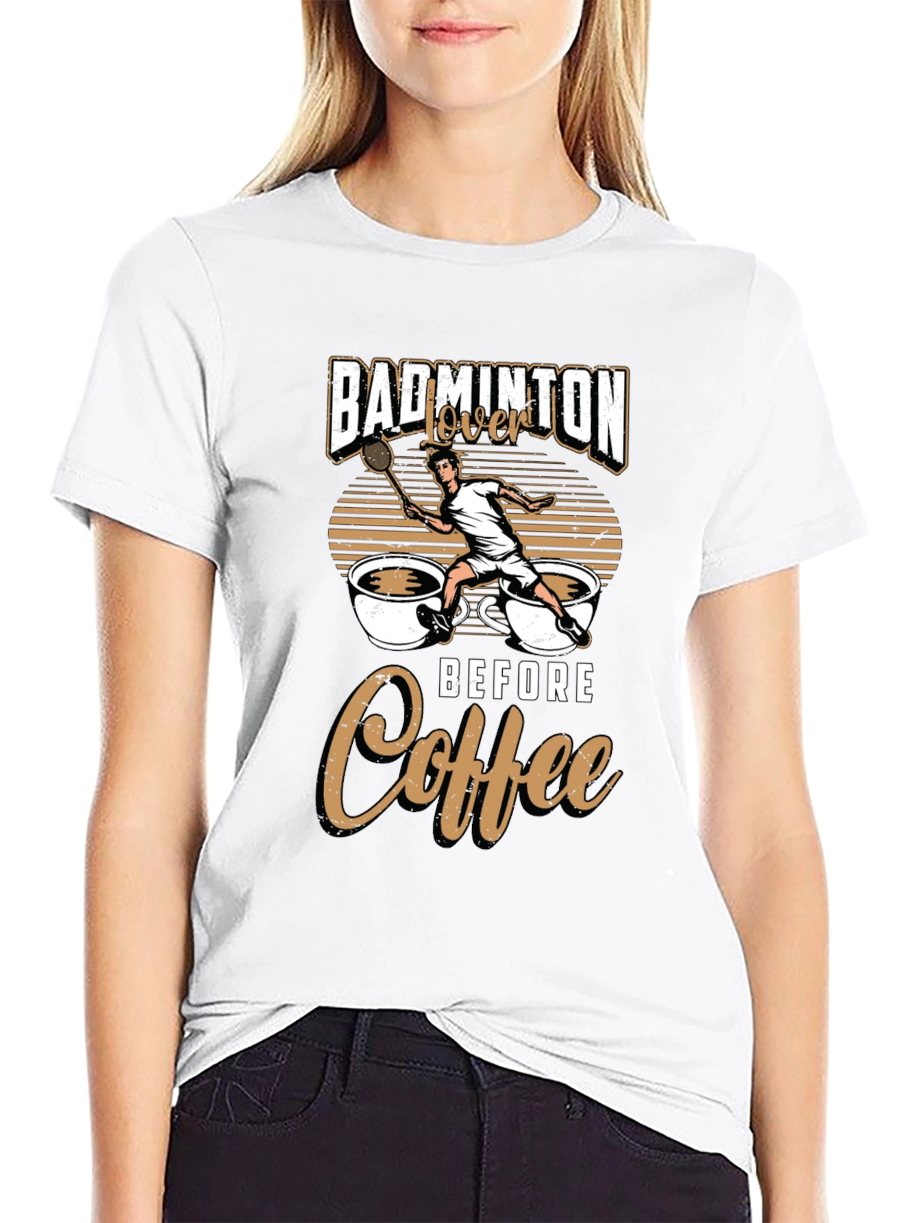 Badminton Lover Before Coffee Graphic Tee