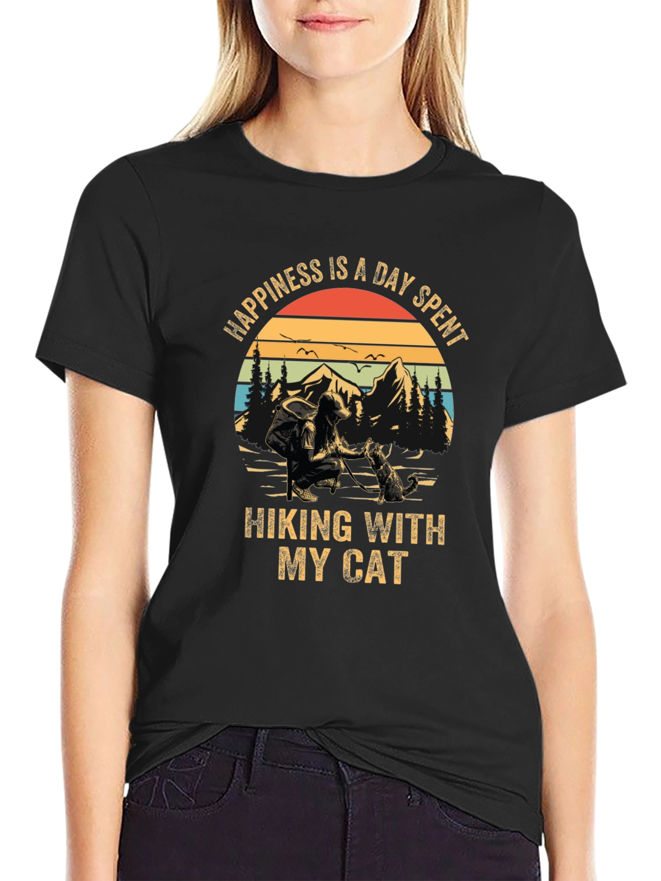 Happiness is Hiking with My Cat T-Shirt