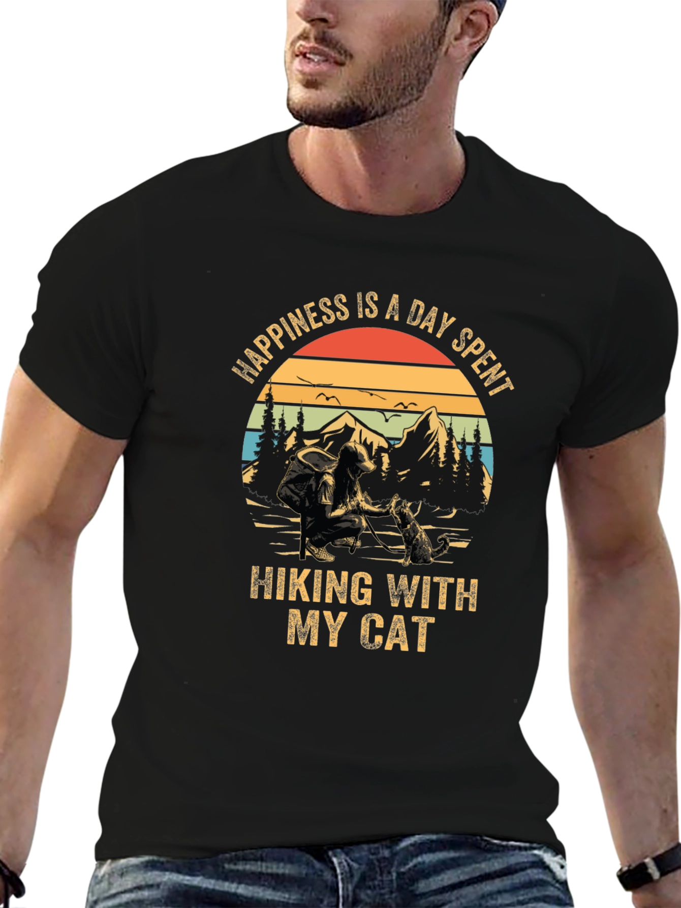Happiness is Hiking with My Cat T-Shirt