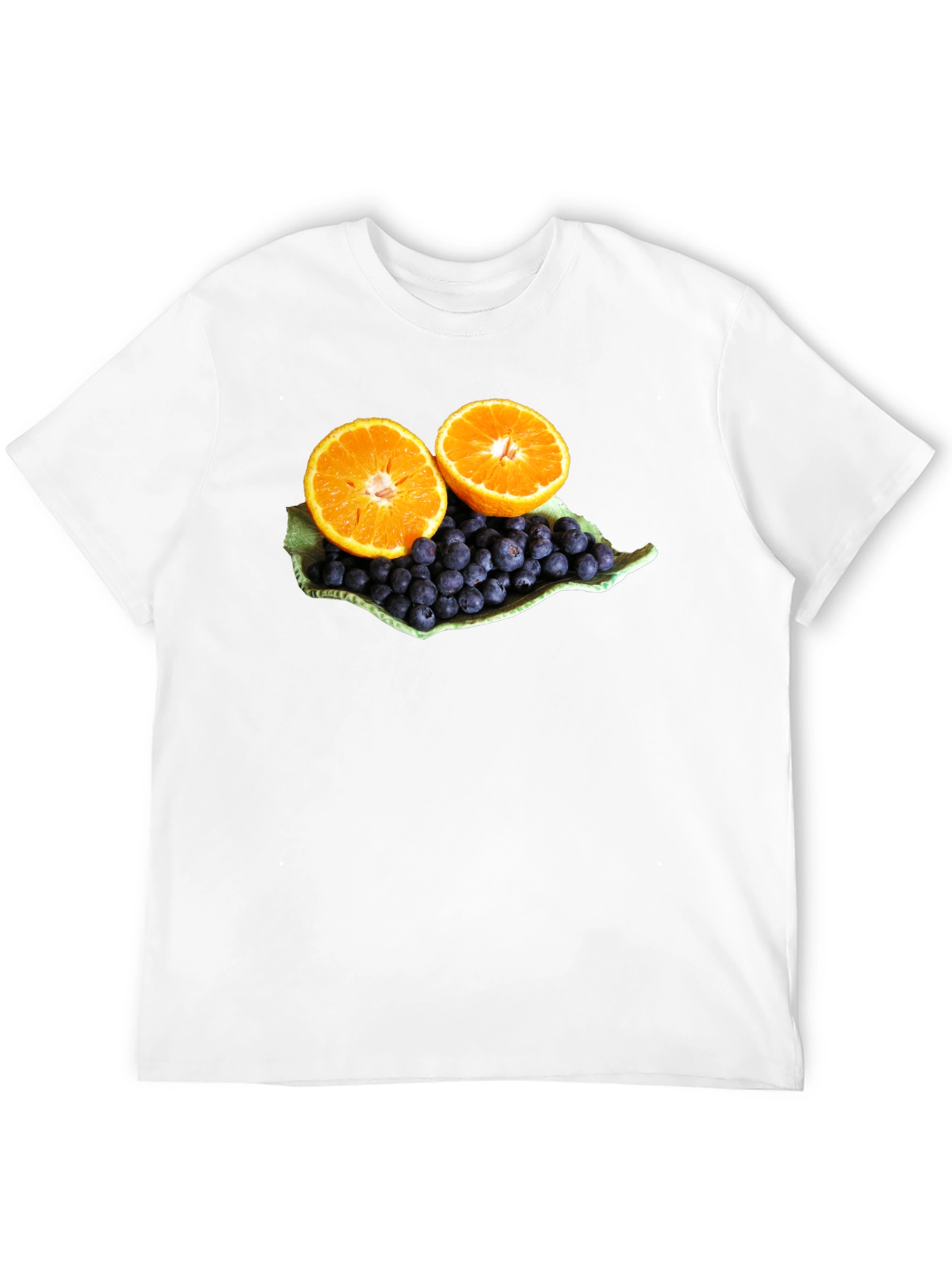Fruitful Graphic Tee: Orange & Blueberry Design