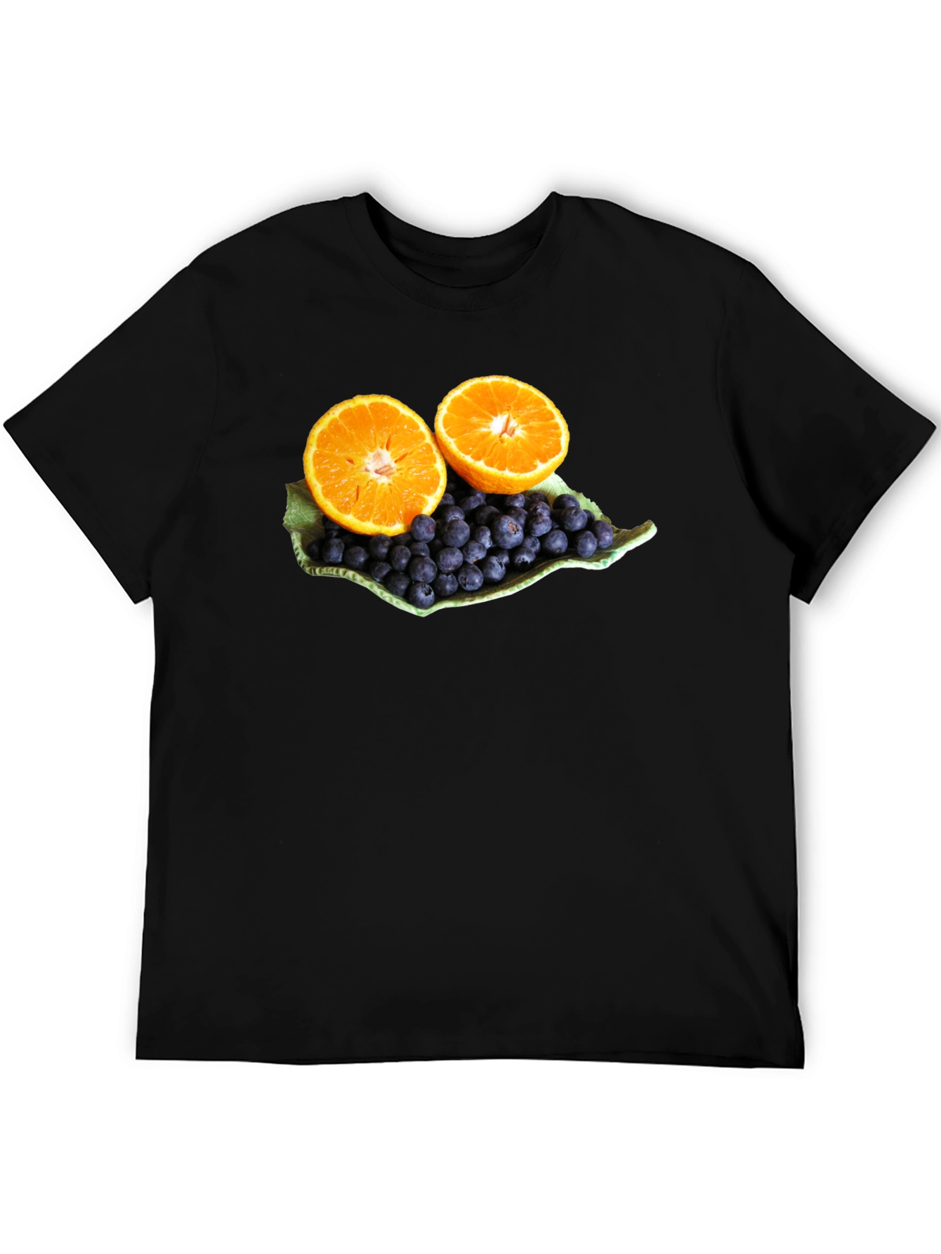 Fruitful Graphic Tee: Orange & Blueberry Design