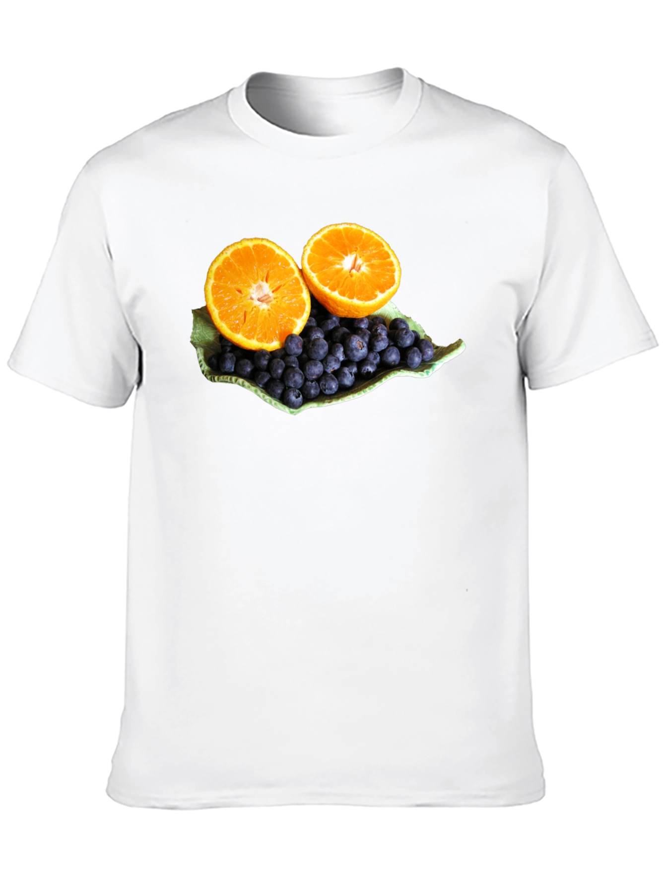 Fruitful Graphic Tee: Orange & Blueberry Design