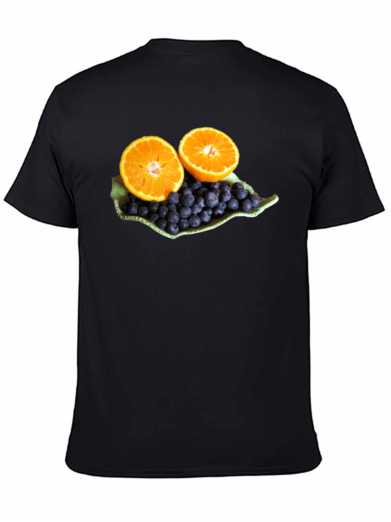 Fruitful Graphic Tee: Orange & Blueberry Design