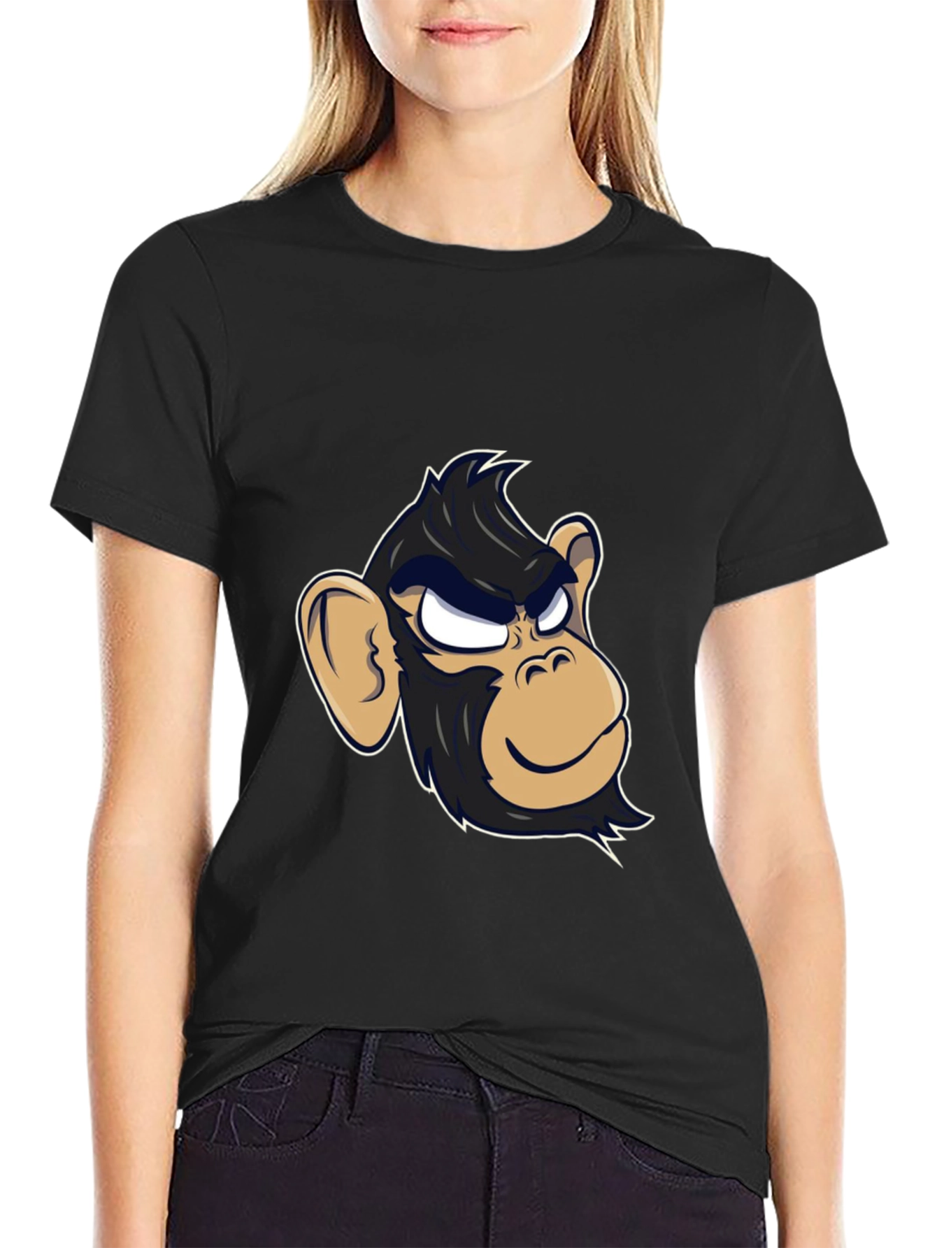 Cool Monkey Graphic Tee - Black Cotton T-Shirt