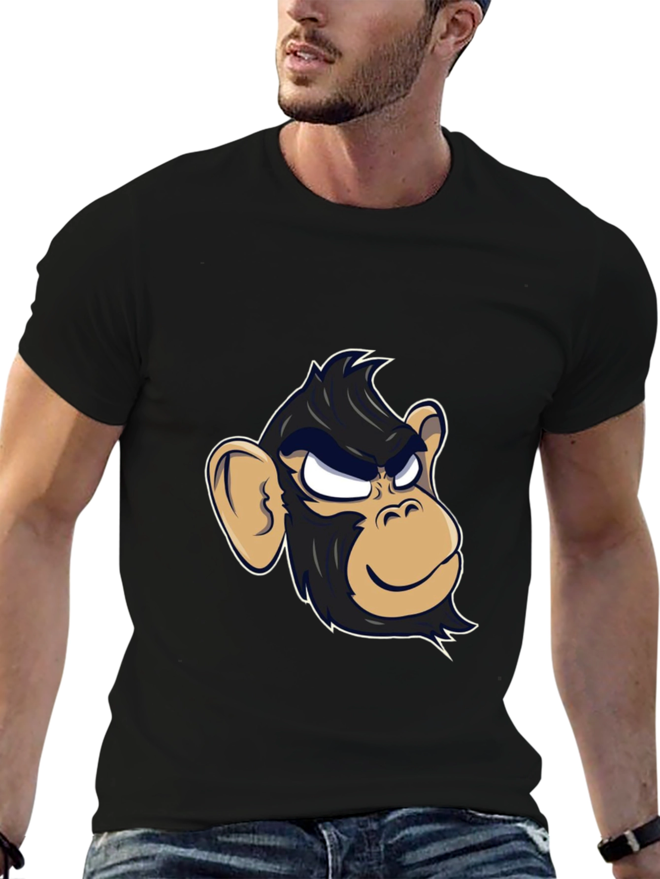 Cool Monkey Graphic Tee - Black Cotton T-Shirt