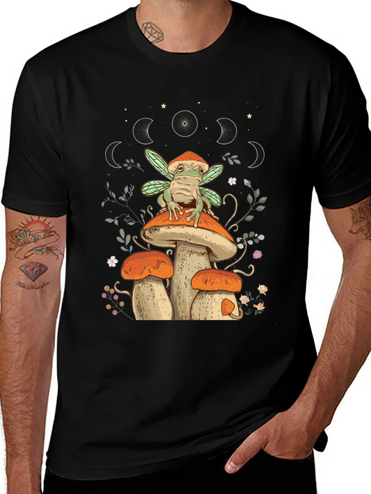 Frog Fairy Mushroom T-Shirt - Whimsical Nature Tee