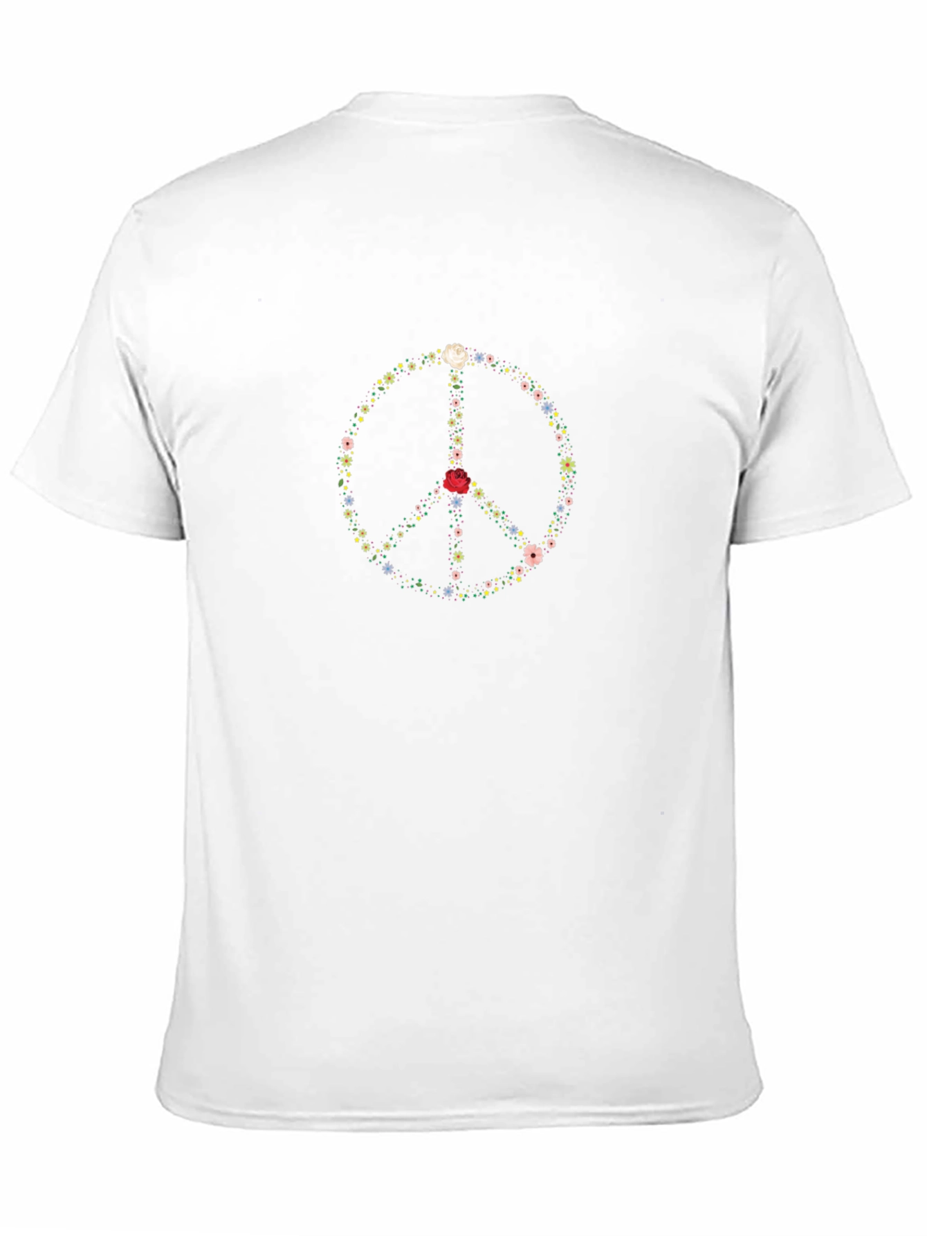 Floral Peace Sign Black T-Shirt