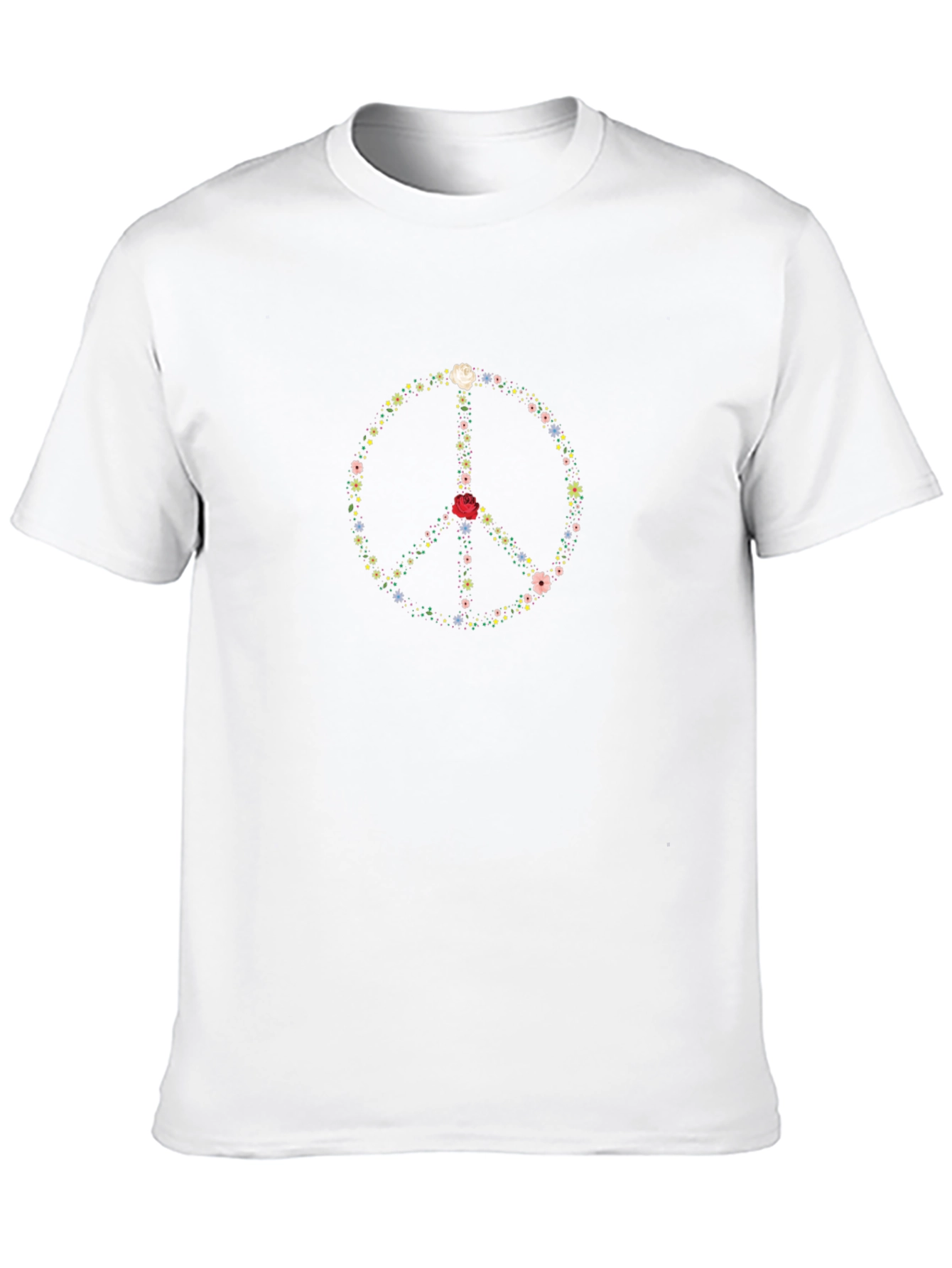 Floral Peace Sign Black T-Shirt