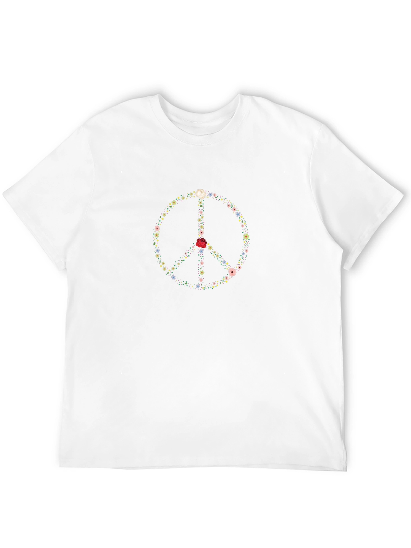 Floral Peace Sign Black T-Shirt
