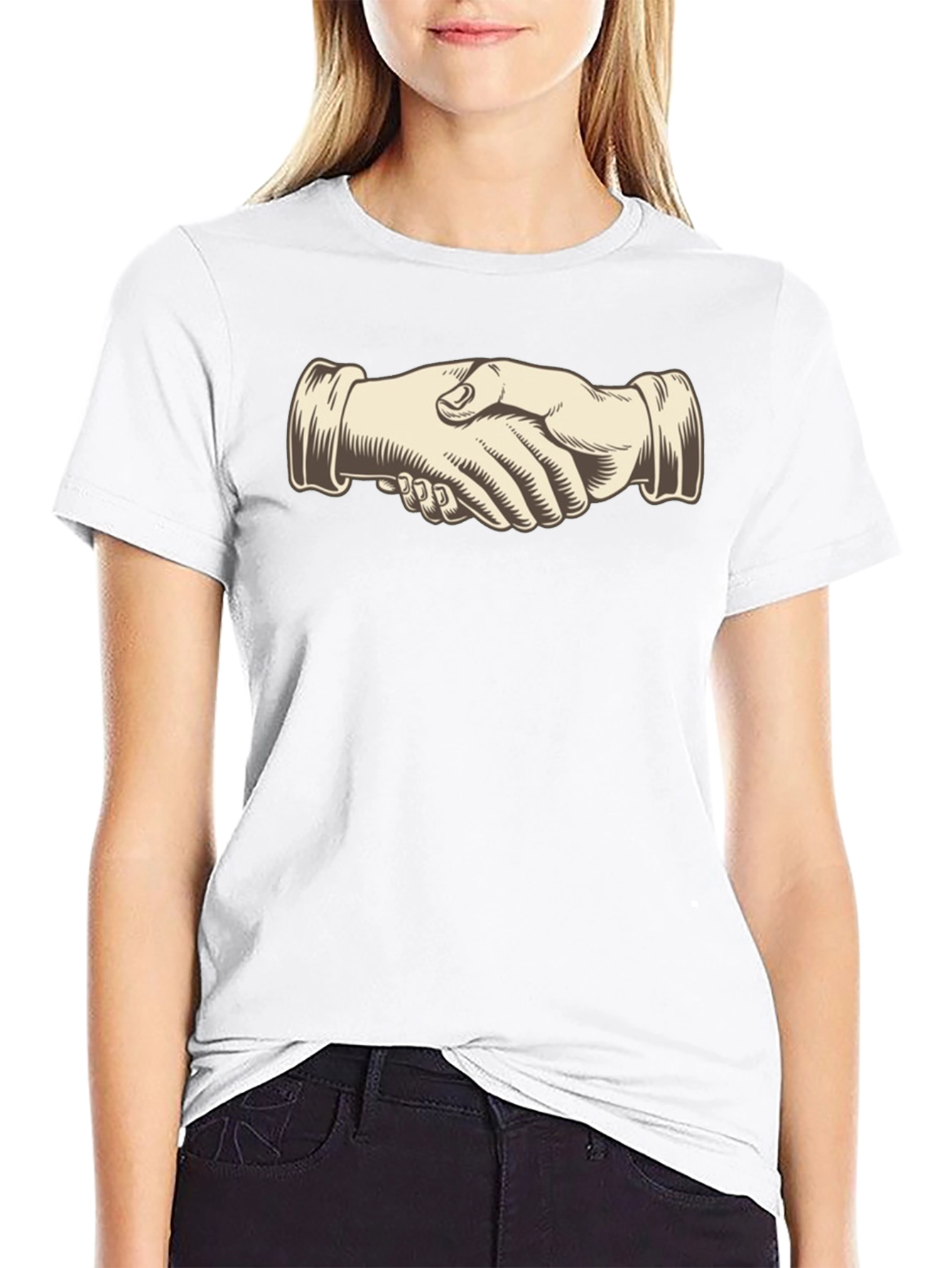 Handshake Graphic Black T-Shirt - Stylish Casual Wear