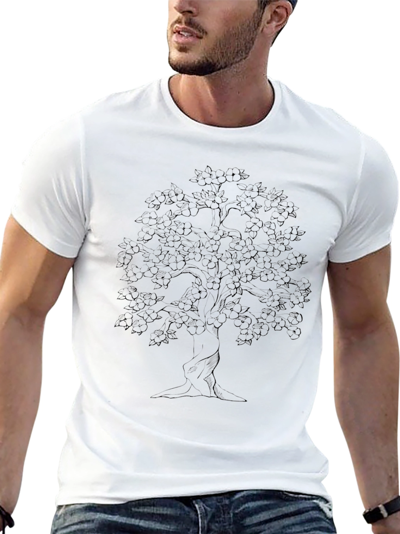 Nature Tree Graphic Tee - Black Cotton Blend