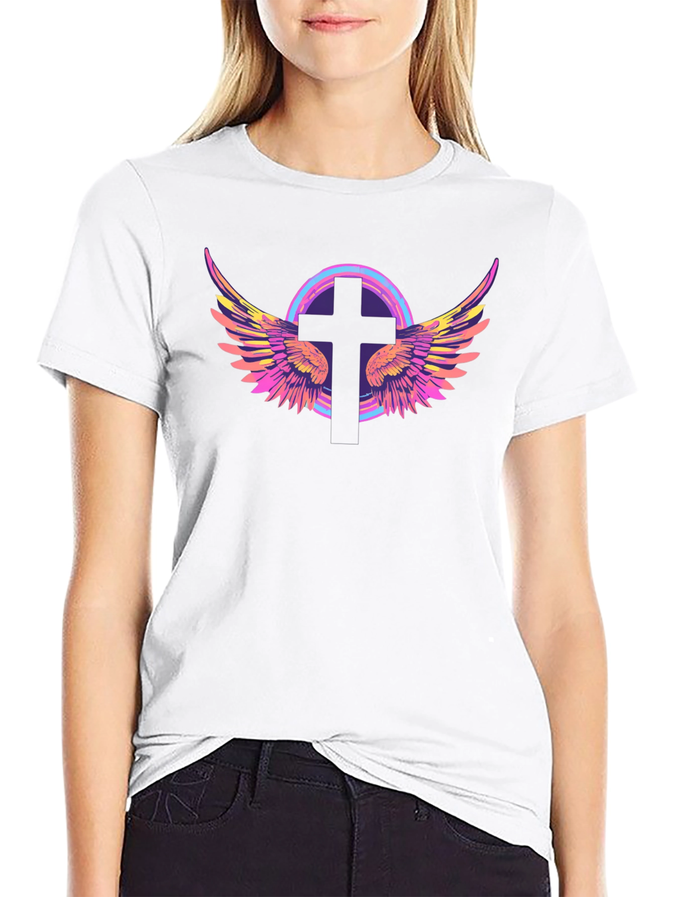 Cross with Wings Graphic Tee - Stylish Christian Apparel
