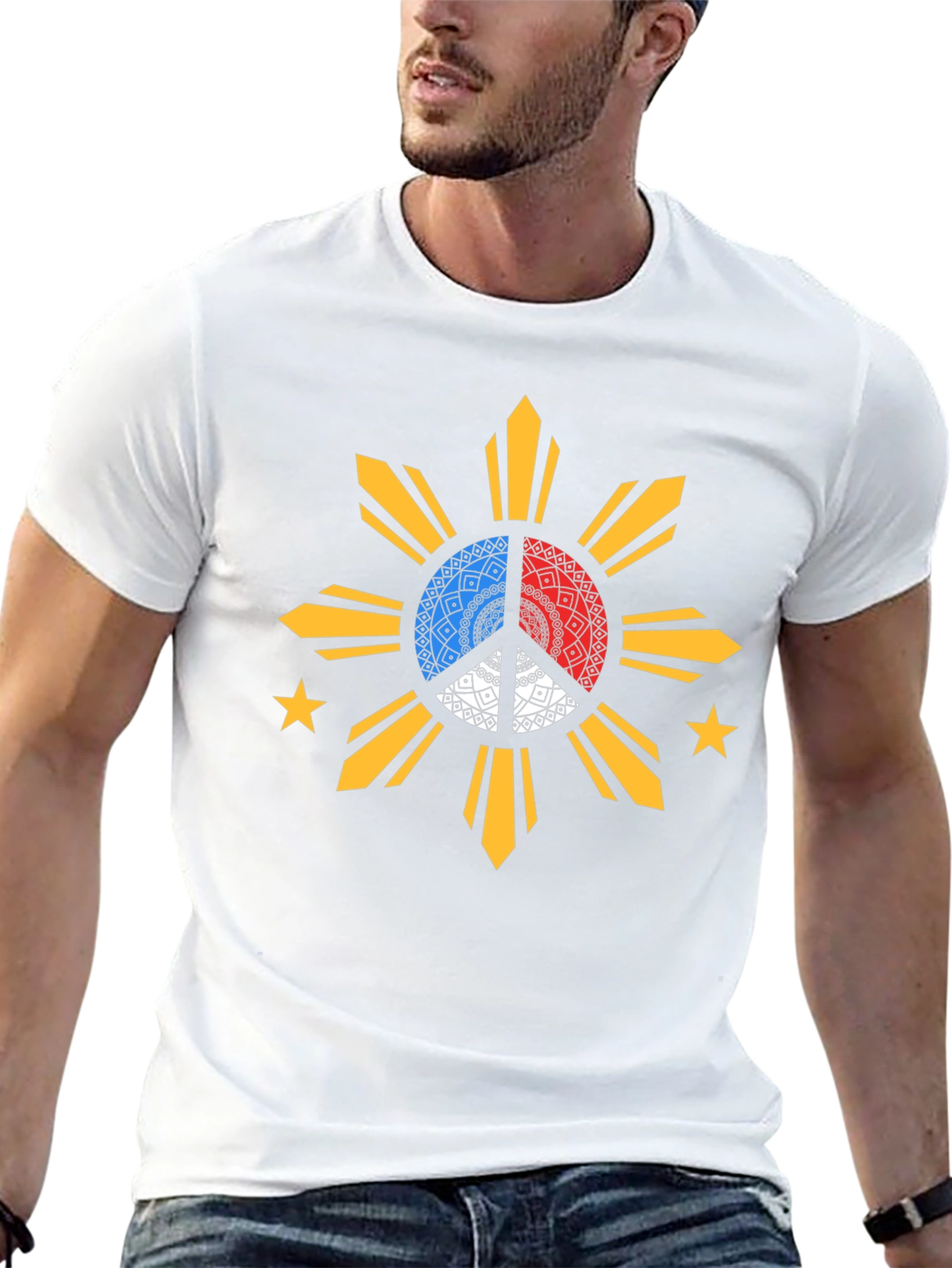 Filipino Sun Peace Sign Black T-Shirt