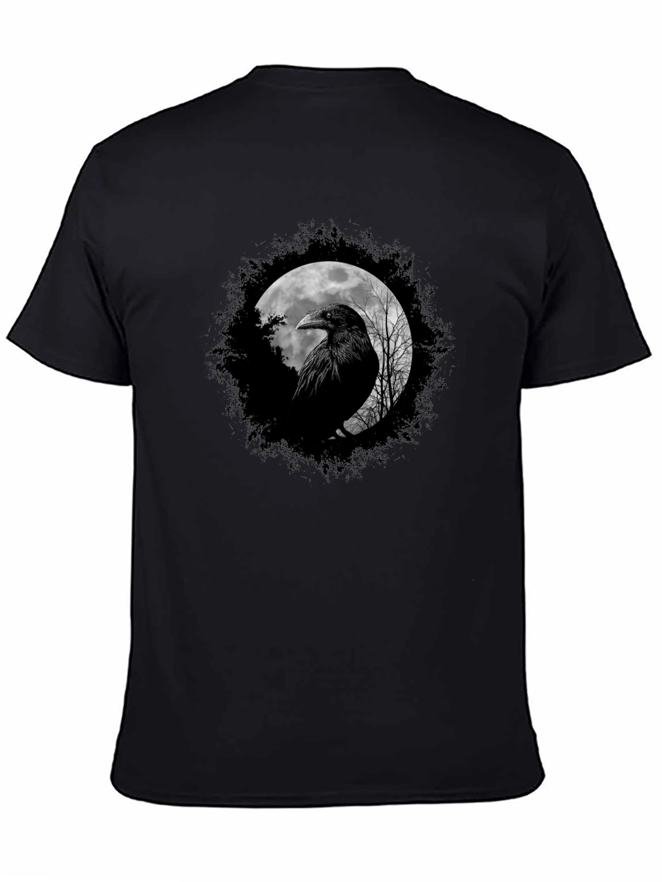 Raven Moon Graphic Tee - Black Cotton Comfort