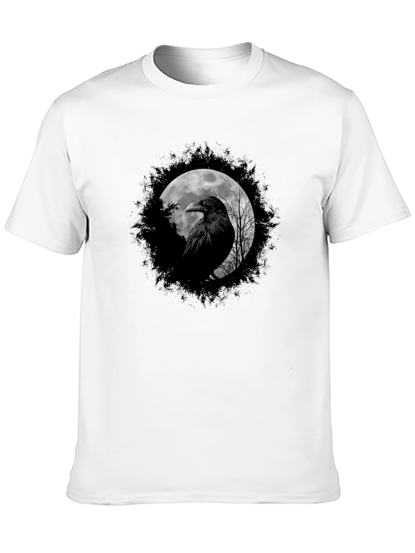 Raven Moon Graphic Tee - Black Cotton Comfort