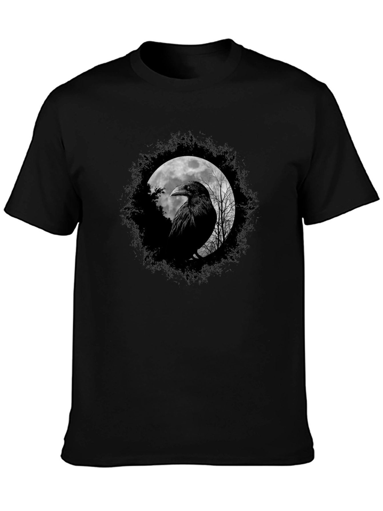 Raven Moon Graphic Tee - Black Cotton Comfort
