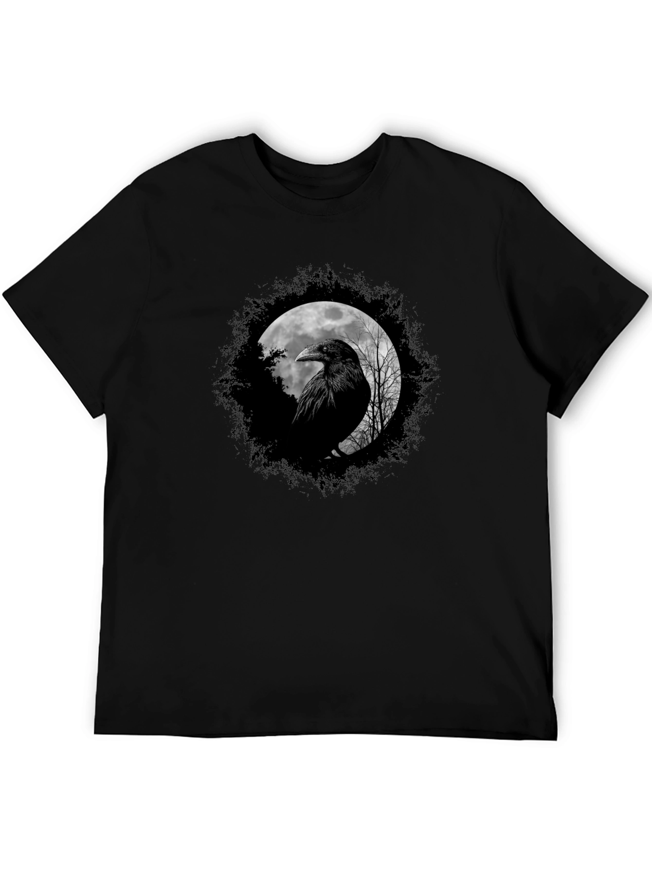 Raven Moon Graphic Tee - Black Cotton Comfort