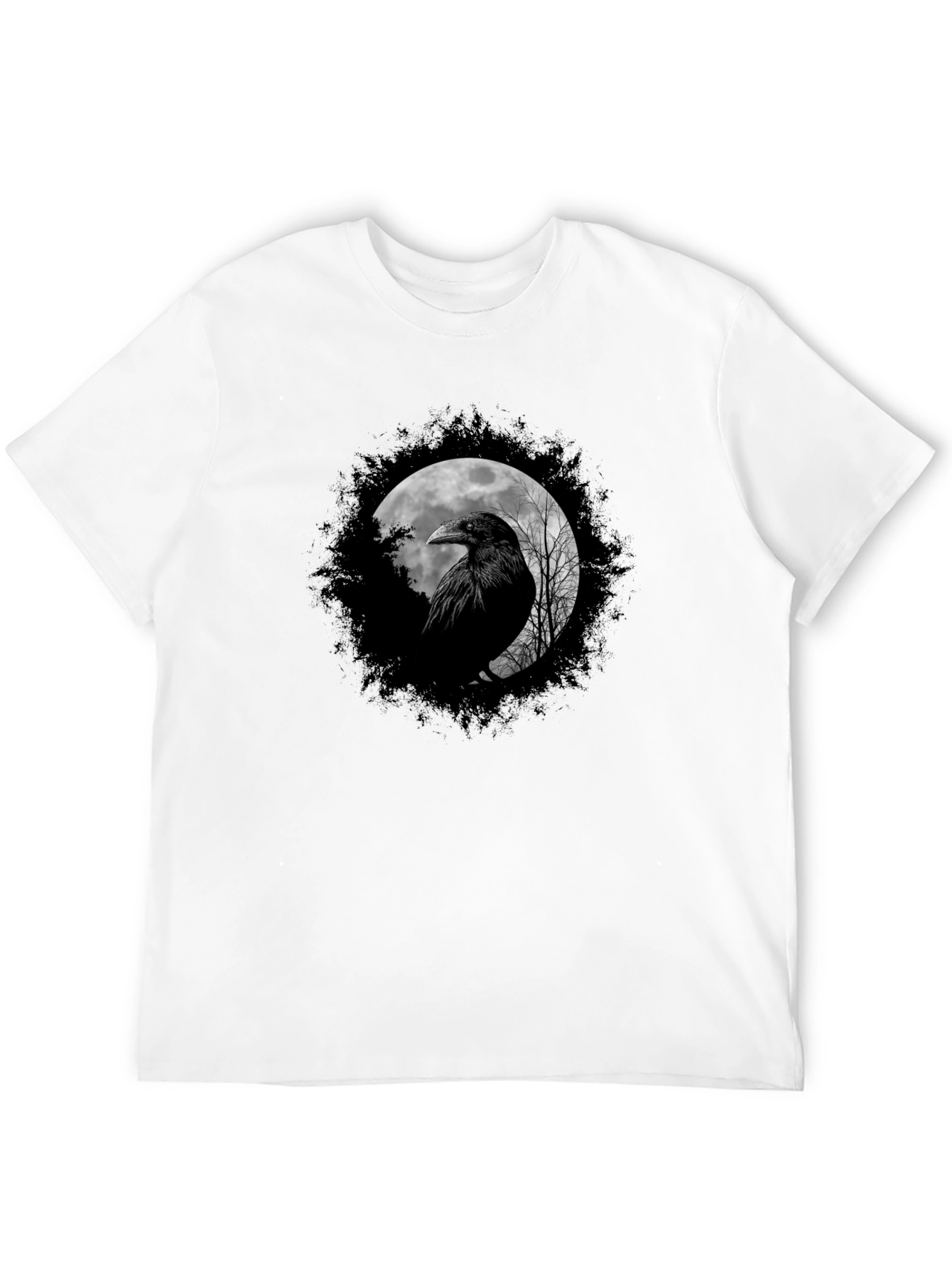 Raven Moon Graphic Tee - Black Cotton Comfort