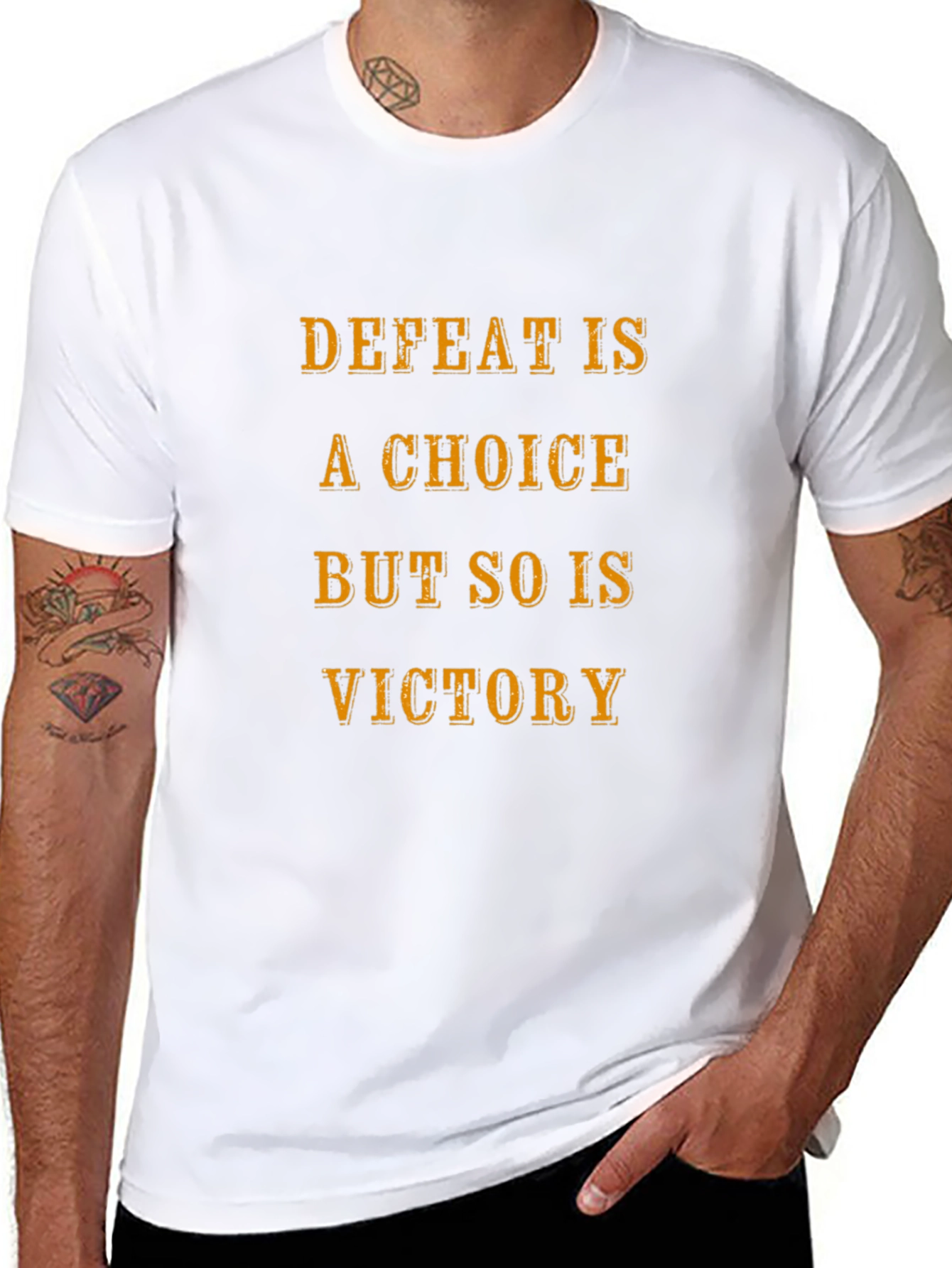 Defeat Is a Choice Graphic Tee - Motivational T-Shirt