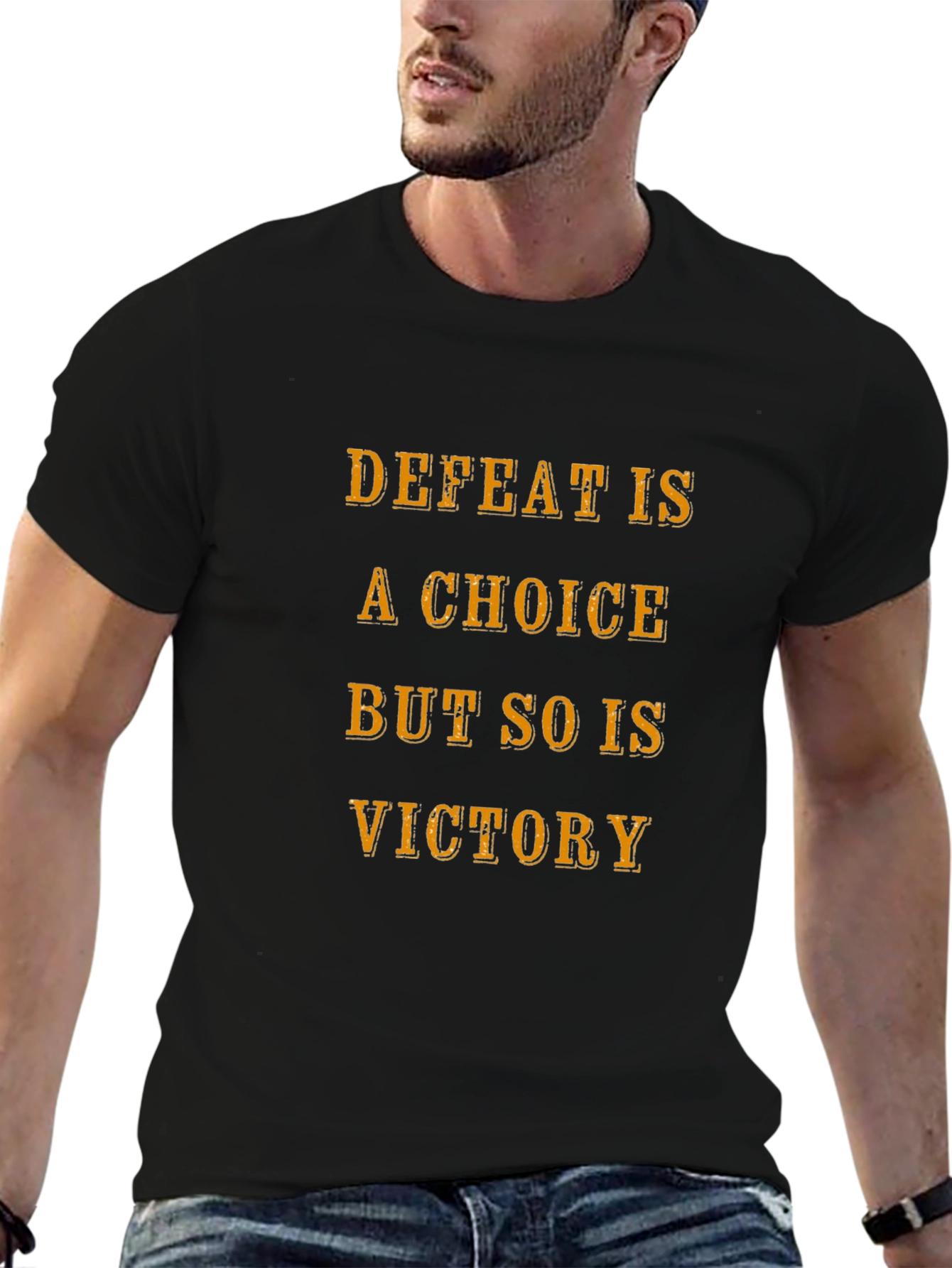 Defeat Is a Choice Graphic Tee - Motivational T-Shirt