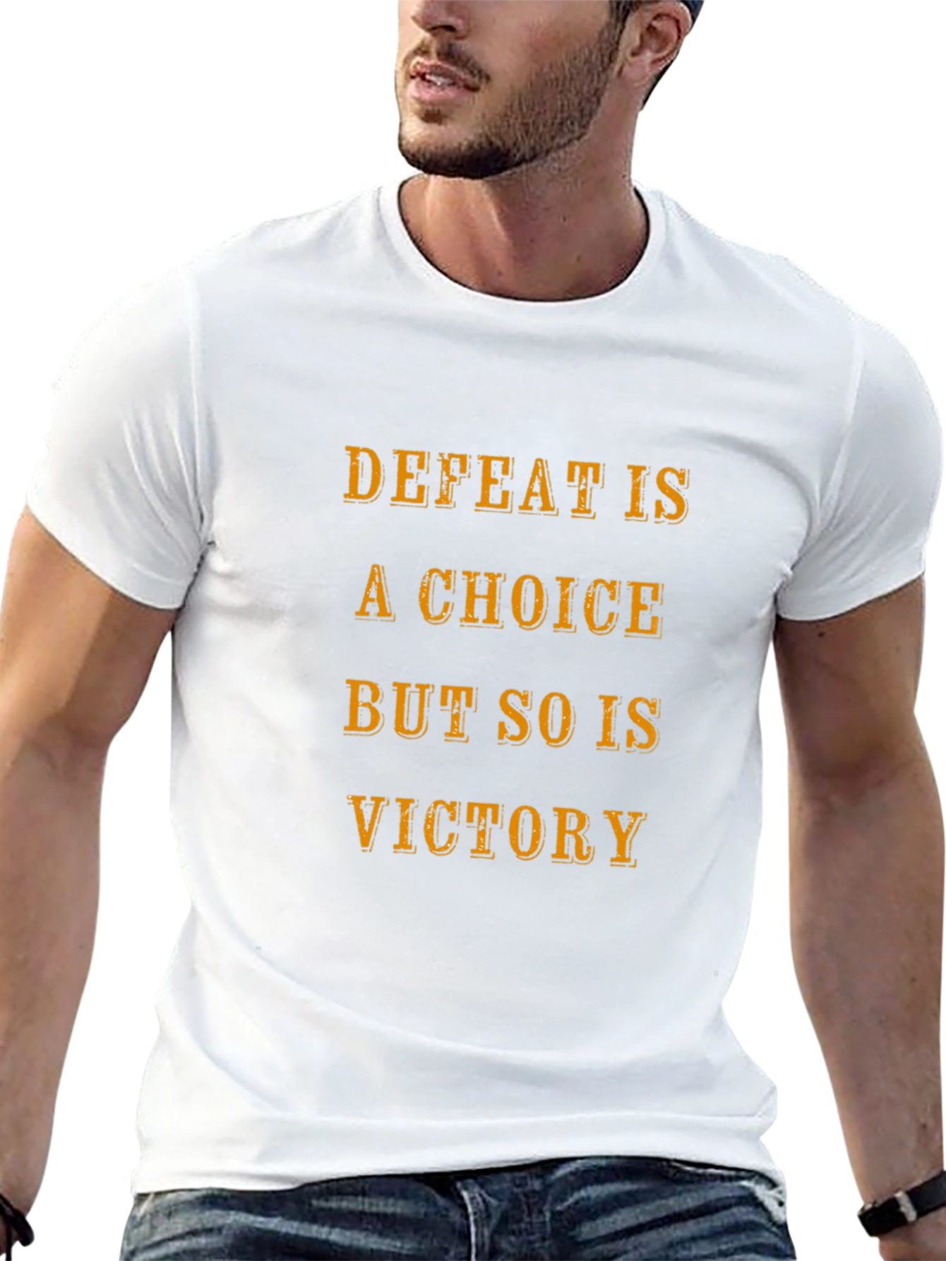 Defeat Is a Choice Graphic Tee - Motivational T-Shirt