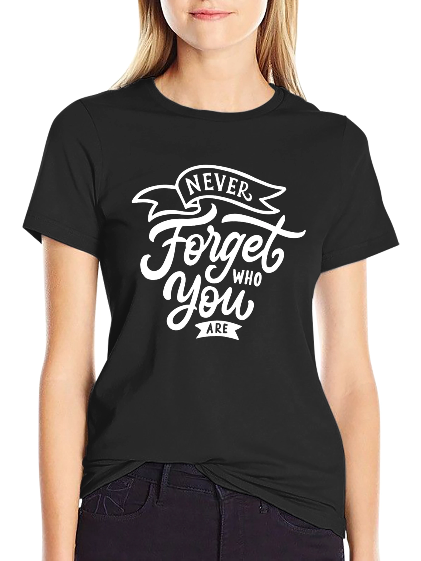 Never Forget Who You Are Black Graphic Tee
