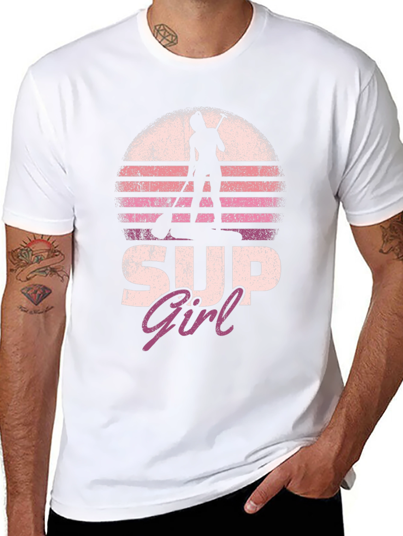 SUP Girl Sunset T-Shirt - Stand Up Paddleboarder Tee