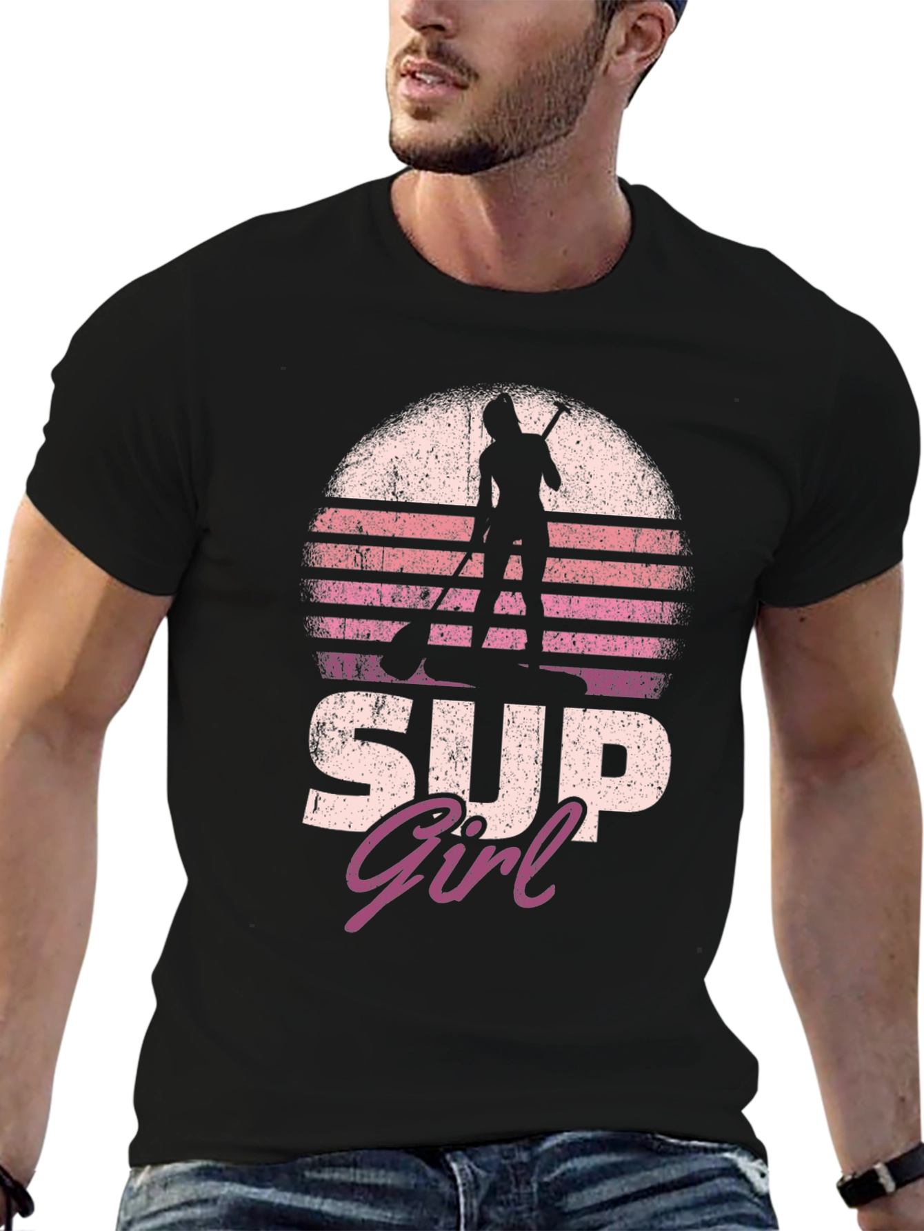 SUP Girl Sunset T-Shirt - Stand Up Paddleboarder Tee