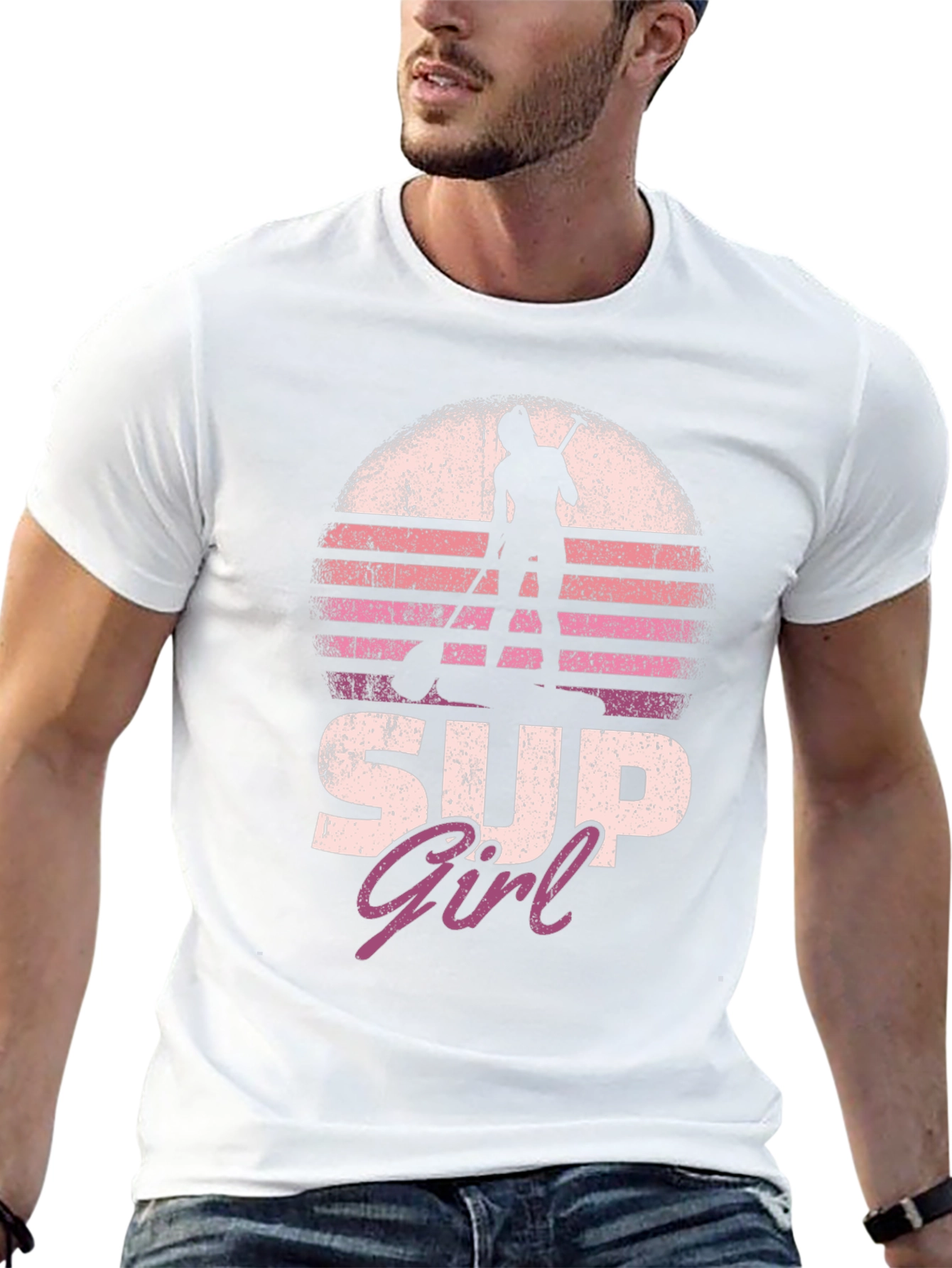 SUP Girl Sunset T-Shirt - Stand Up Paddleboarder Tee