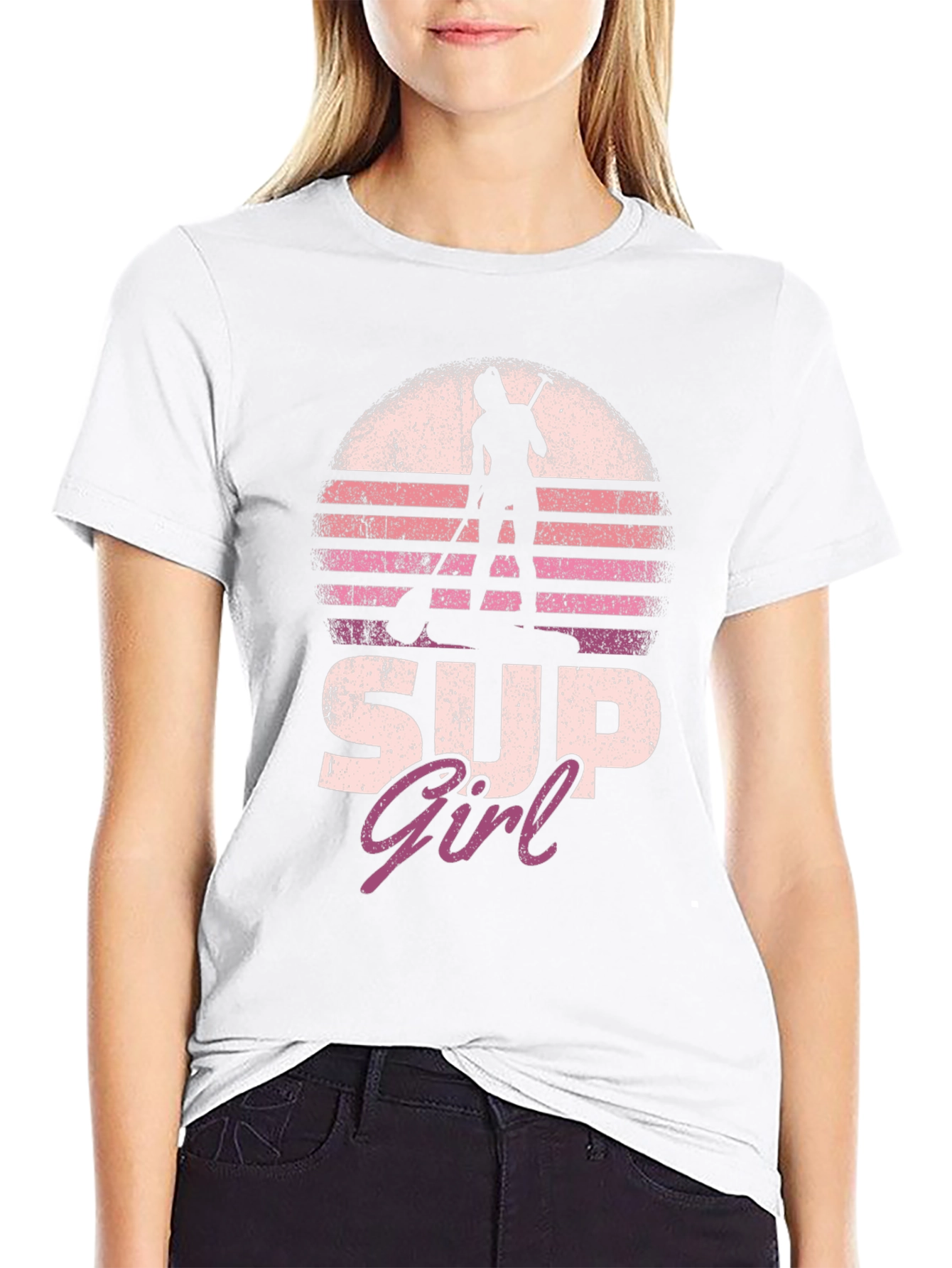 SUP Girl Sunset T-Shirt - Stand Up Paddleboarder Tee