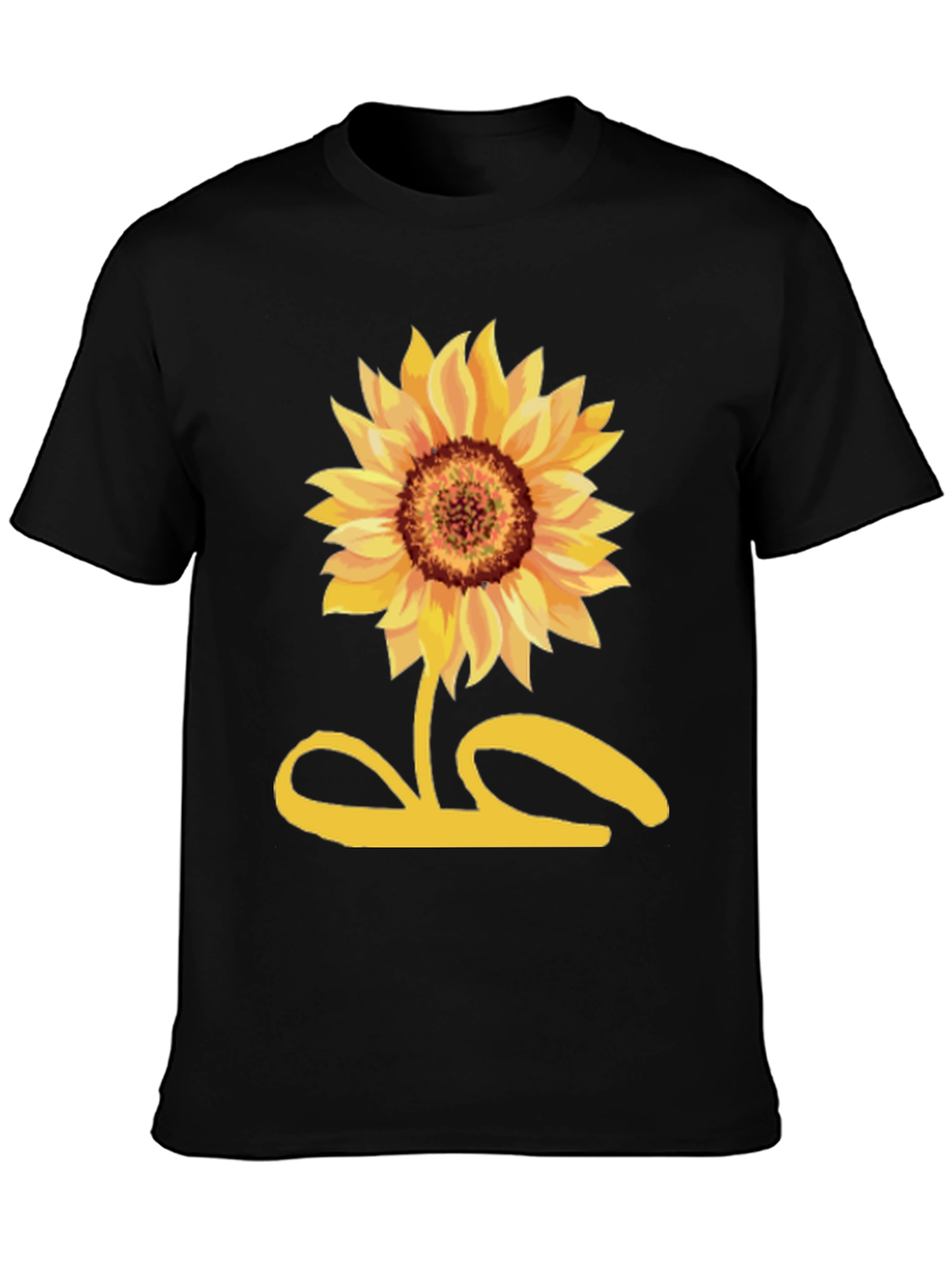 Sunflower Graphic Tee - Black Cotton Shirt