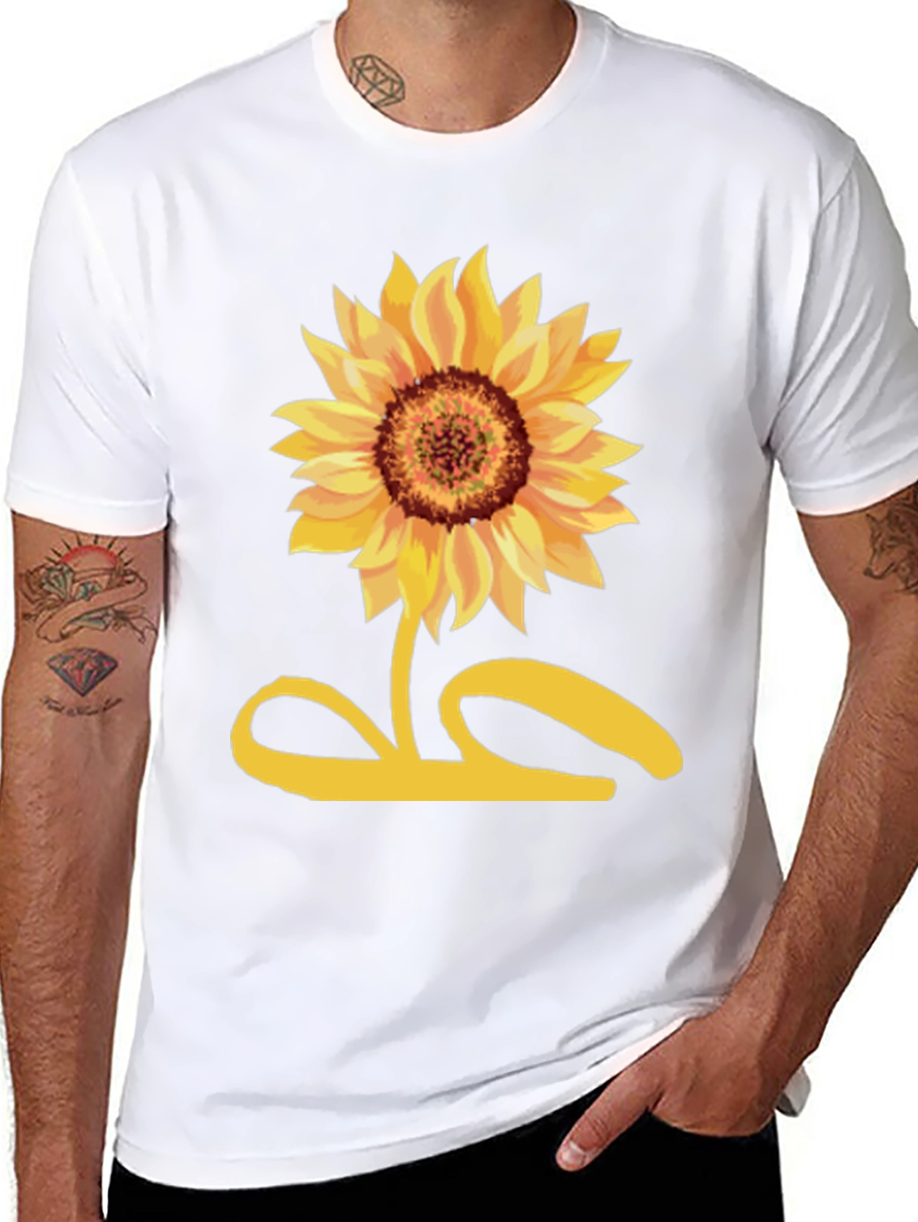 Sunflower Graphic Tee - Black Cotton Shirt