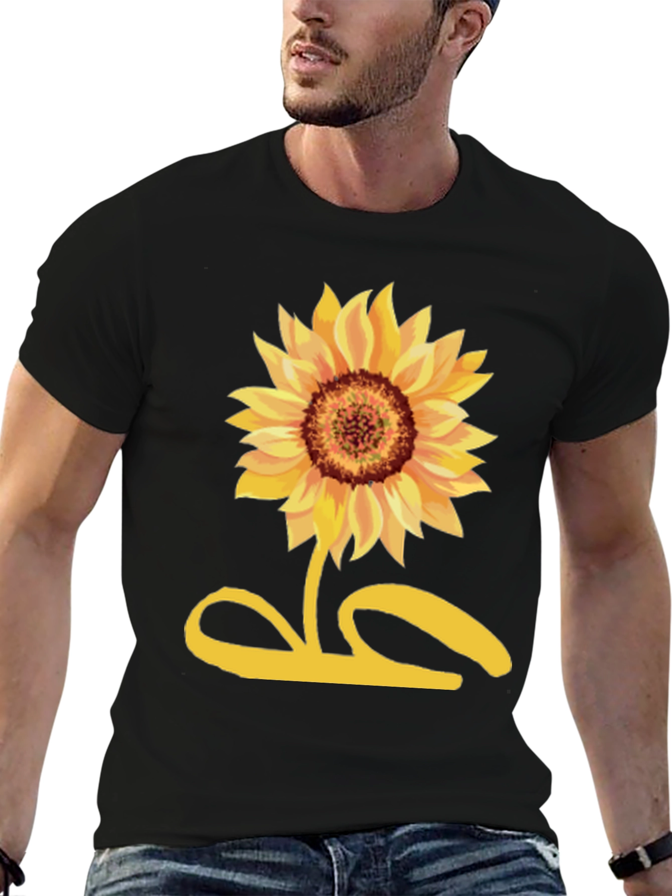 Sunflower Graphic Tee - Black Cotton Shirt