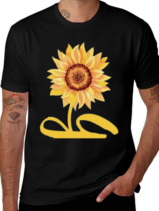 Sunflower Graphic Tee - Black Cotton Shirt