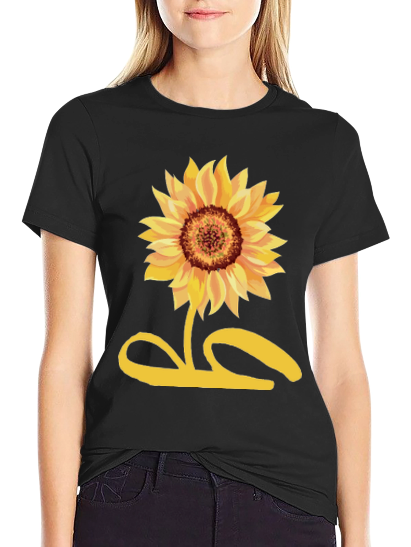 Sunflower Graphic Tee - Black Cotton Shirt