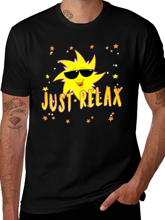 Just Relax Black T-Shirt - Smiley Sun