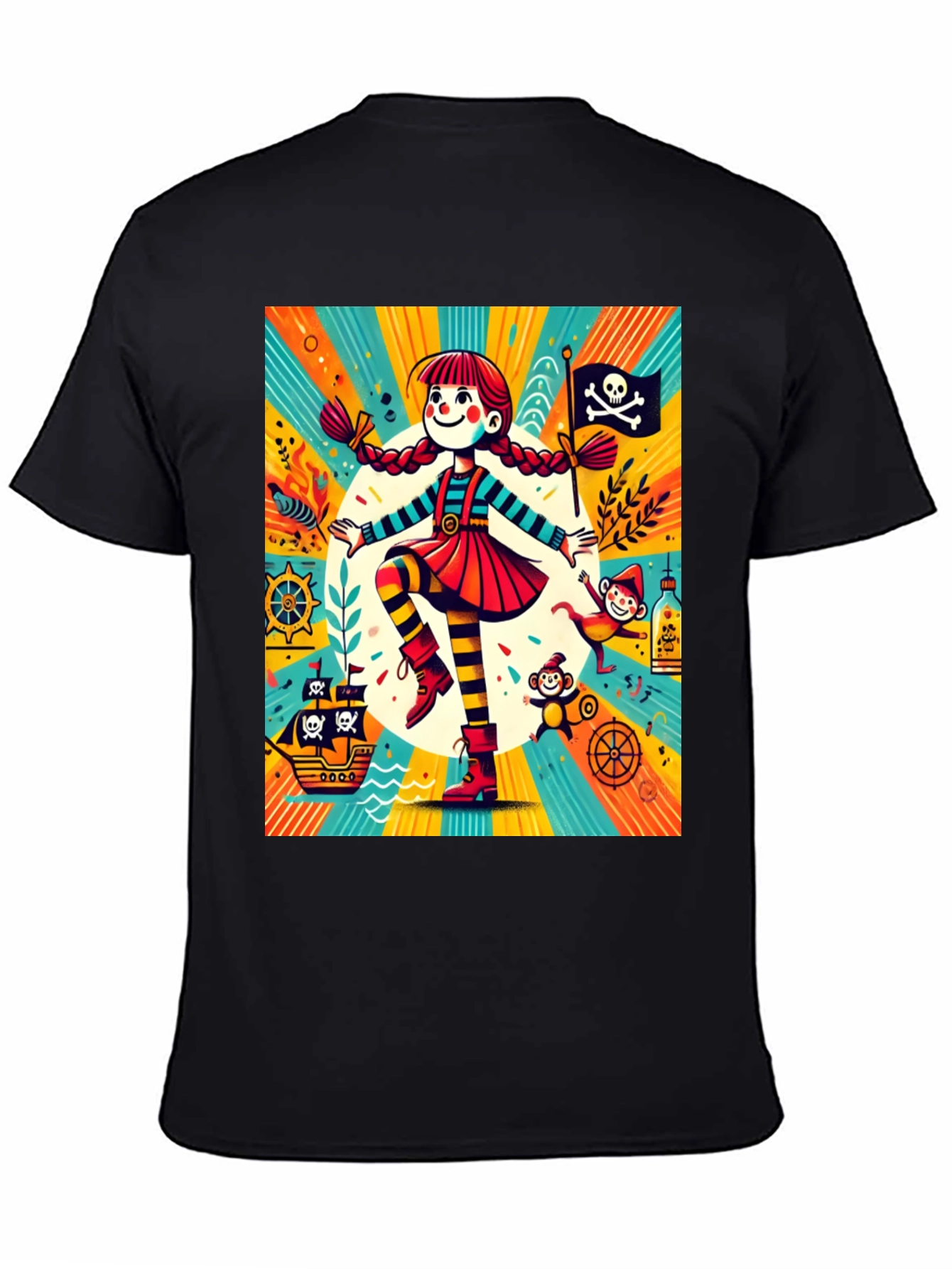 Pirate Girl Graphic Tee - Fun Cartoon Design