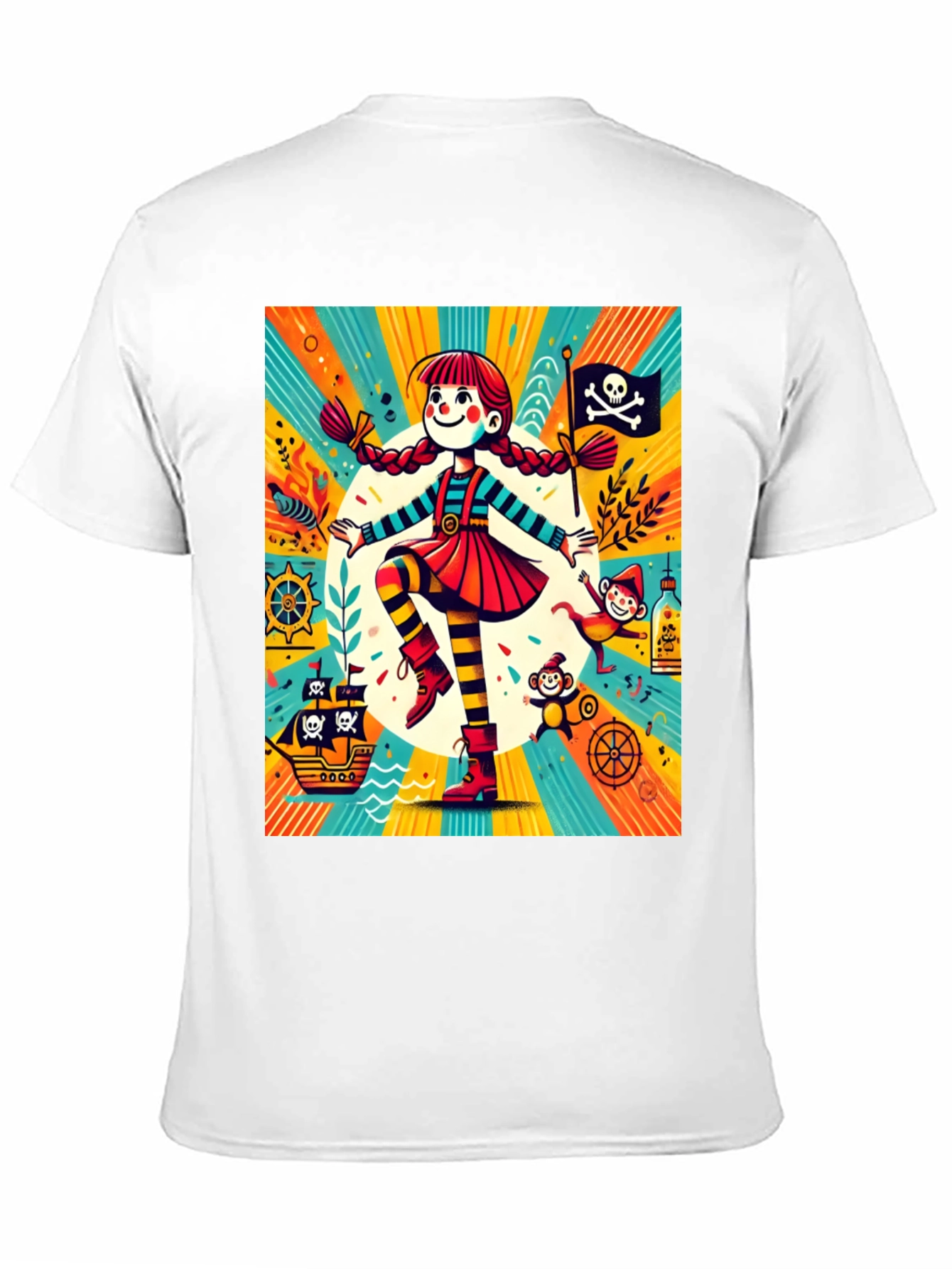 Pirate Girl Graphic Tee - Fun Cartoon Design