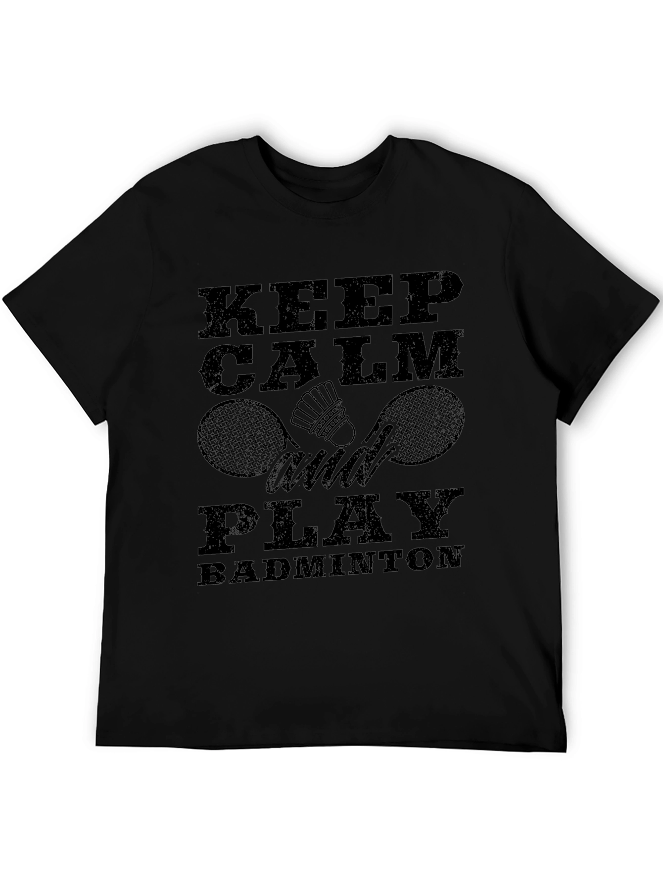 Keep Calm and Play Badminton Black T-Shirt