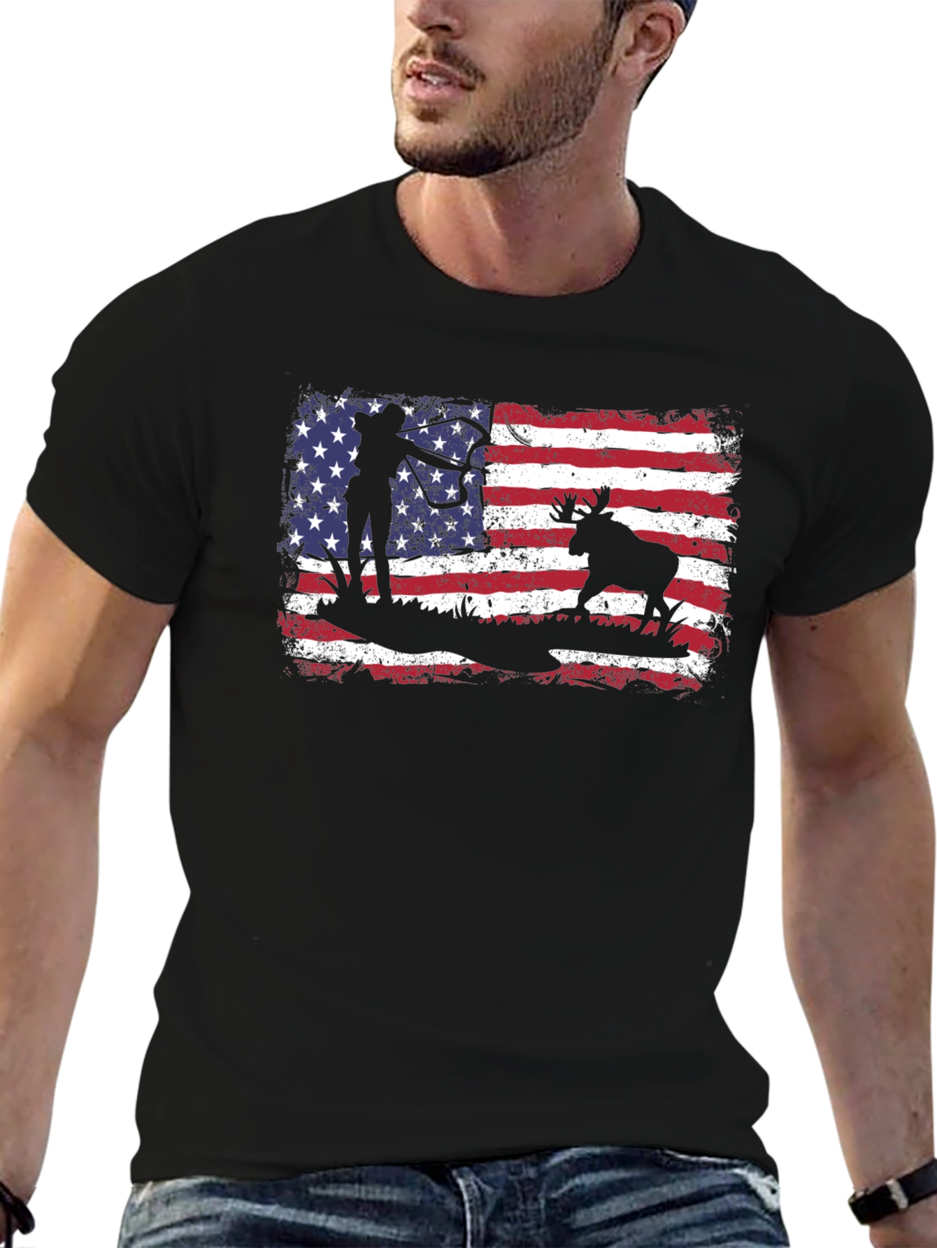 American Flag Hunter & Moose Graphic Tee
