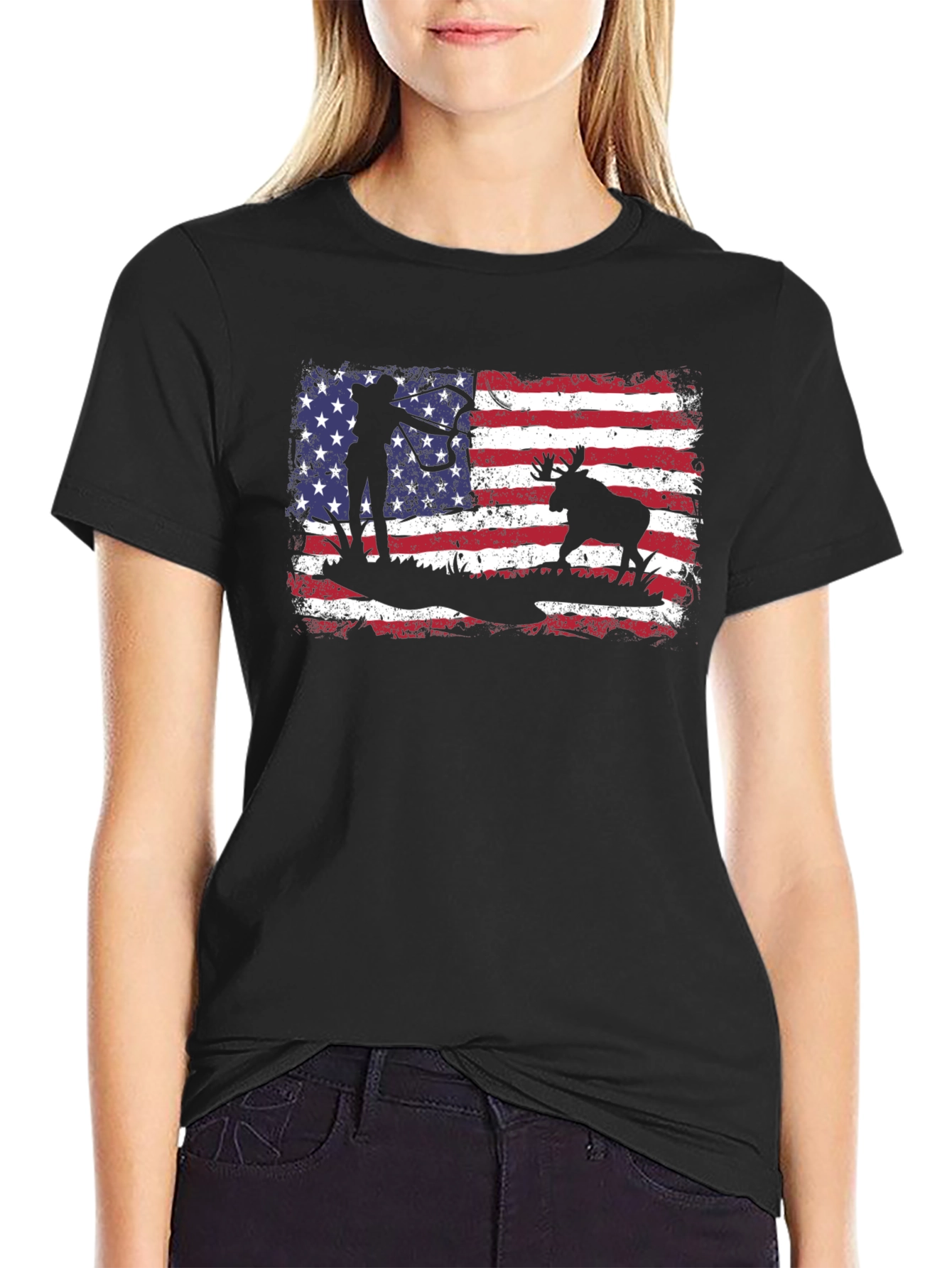 American Flag Hunter & Moose Graphic Tee