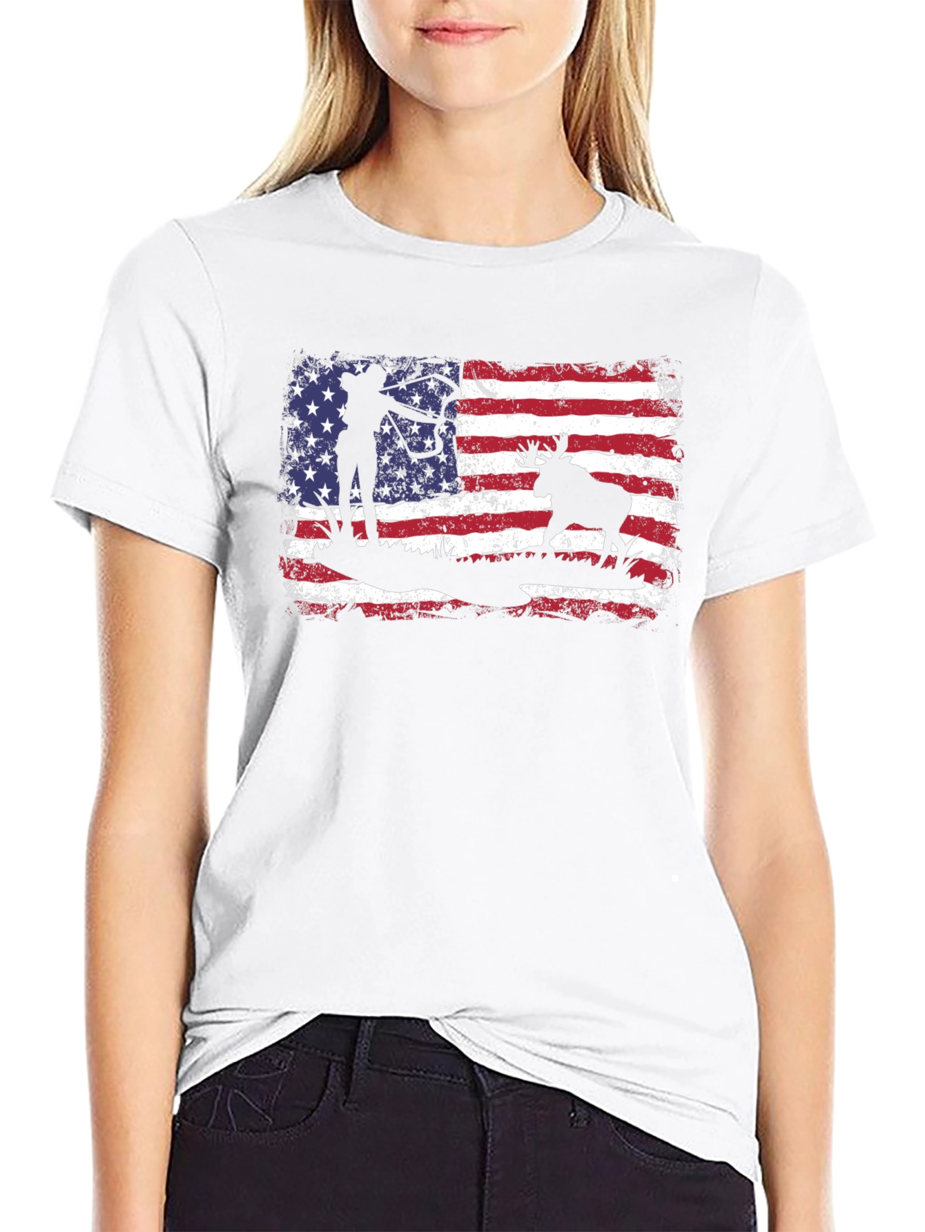 American Flag Hunter & Moose Graphic Tee
