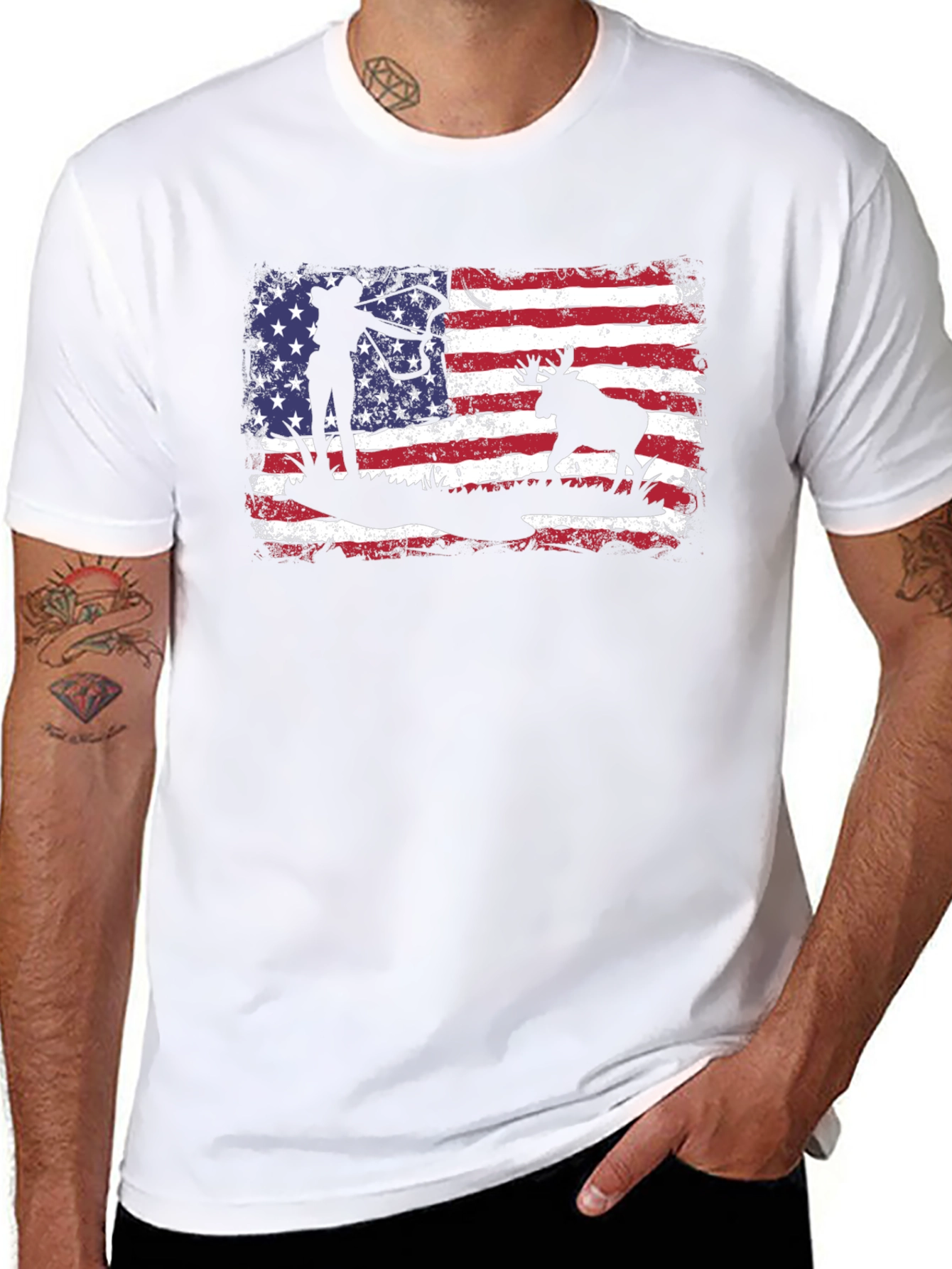 American Flag Hunter & Moose Graphic Tee