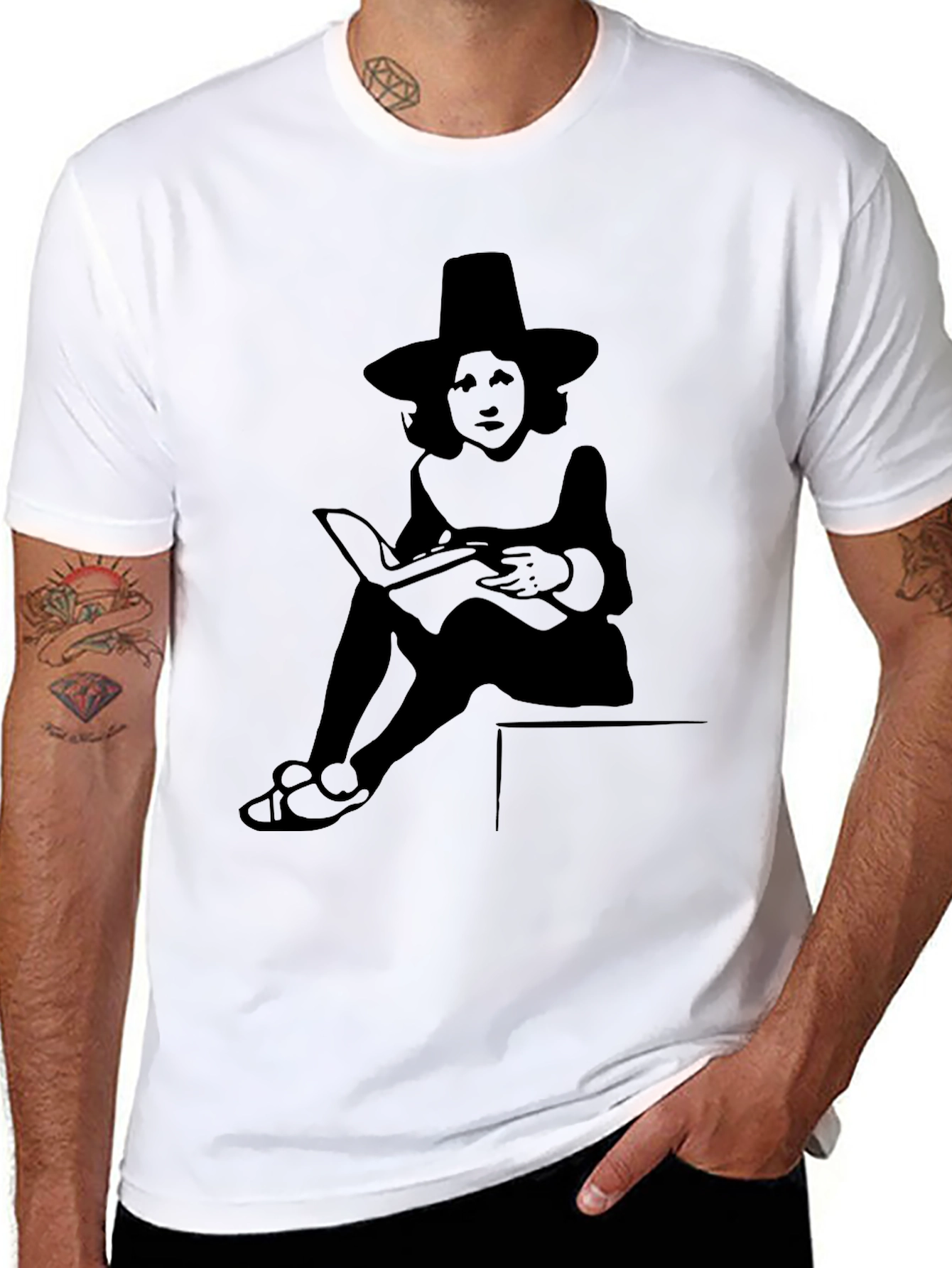 Quaint Reader Graphic Tee - Classic Black Shirt