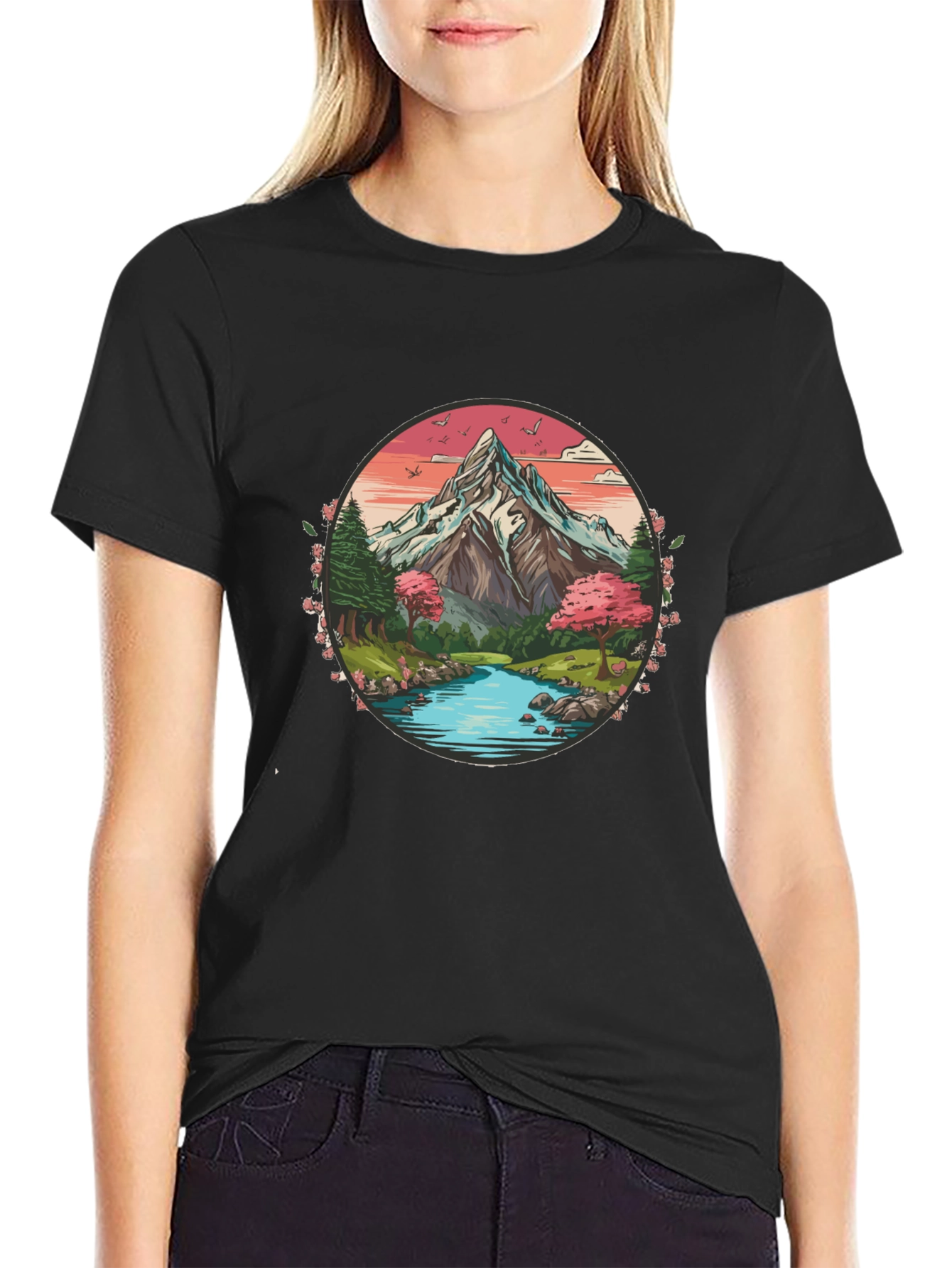Mountain River Graphic Tee - Nature Inspired Design