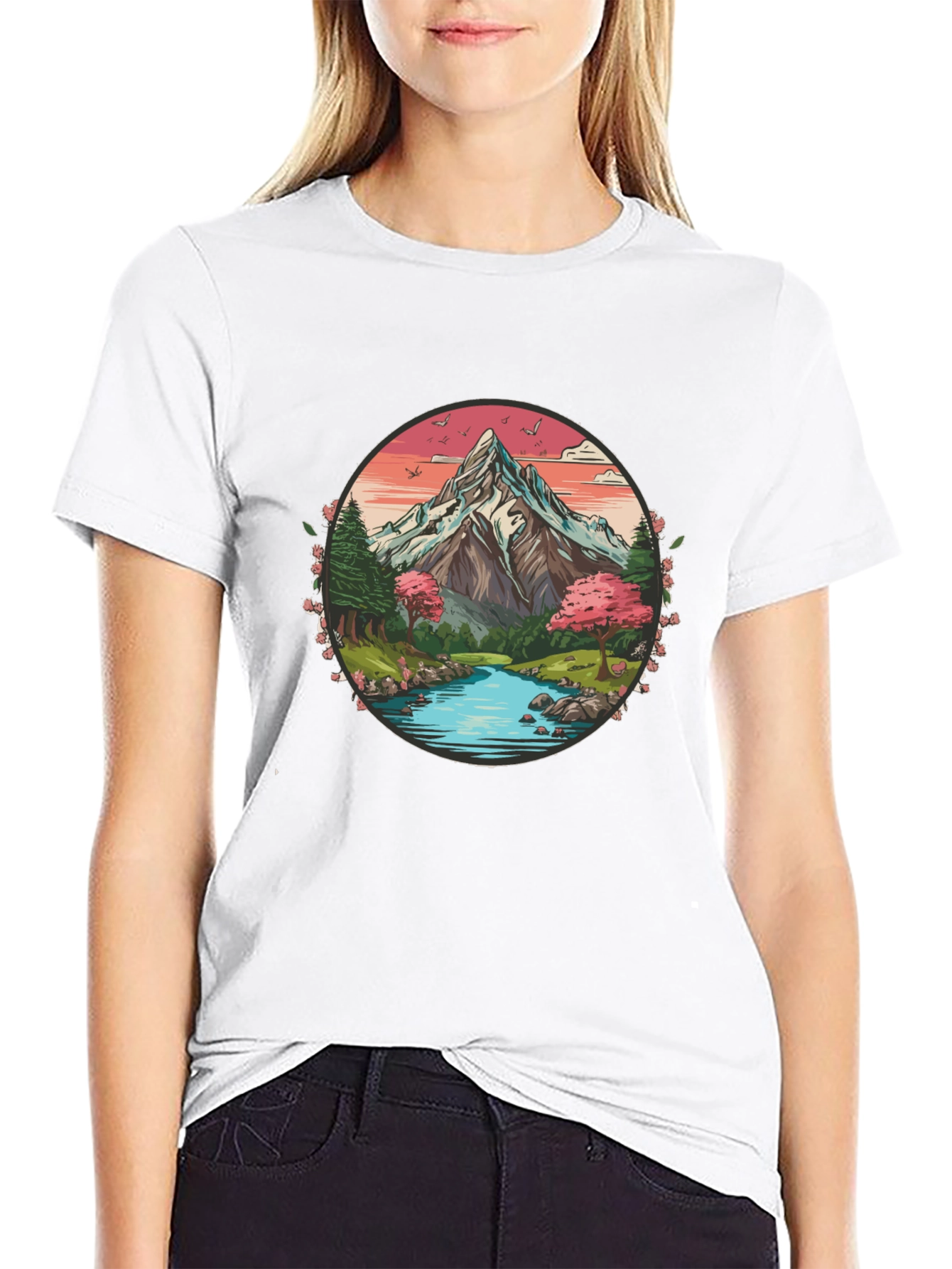 Mountain River Graphic Tee - Nature Inspired Design