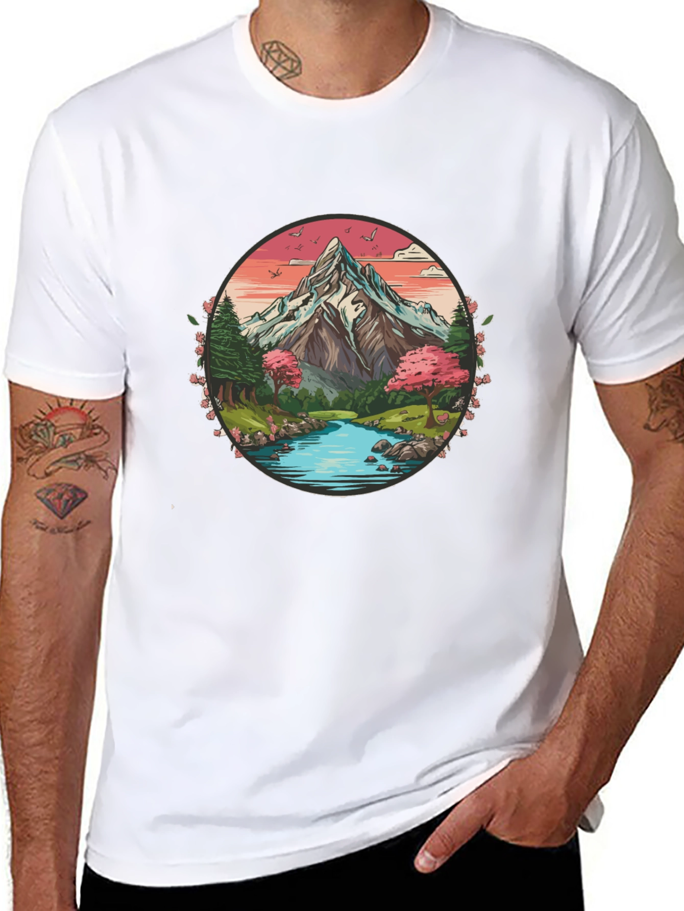 Mountain River Graphic Tee - Nature Inspired Design