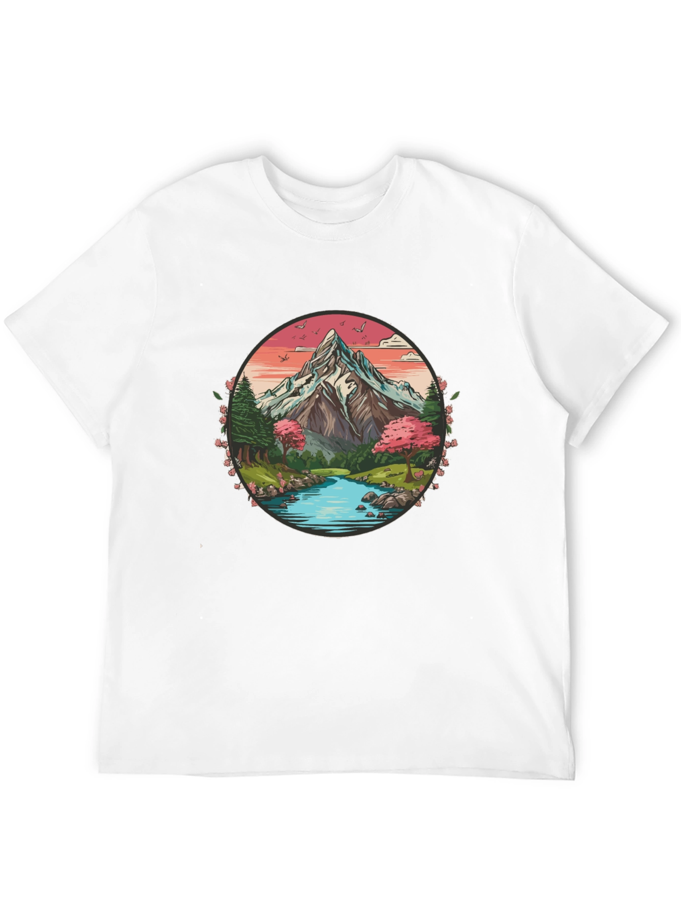 Mountain River Graphic Tee - Nature Inspired Design