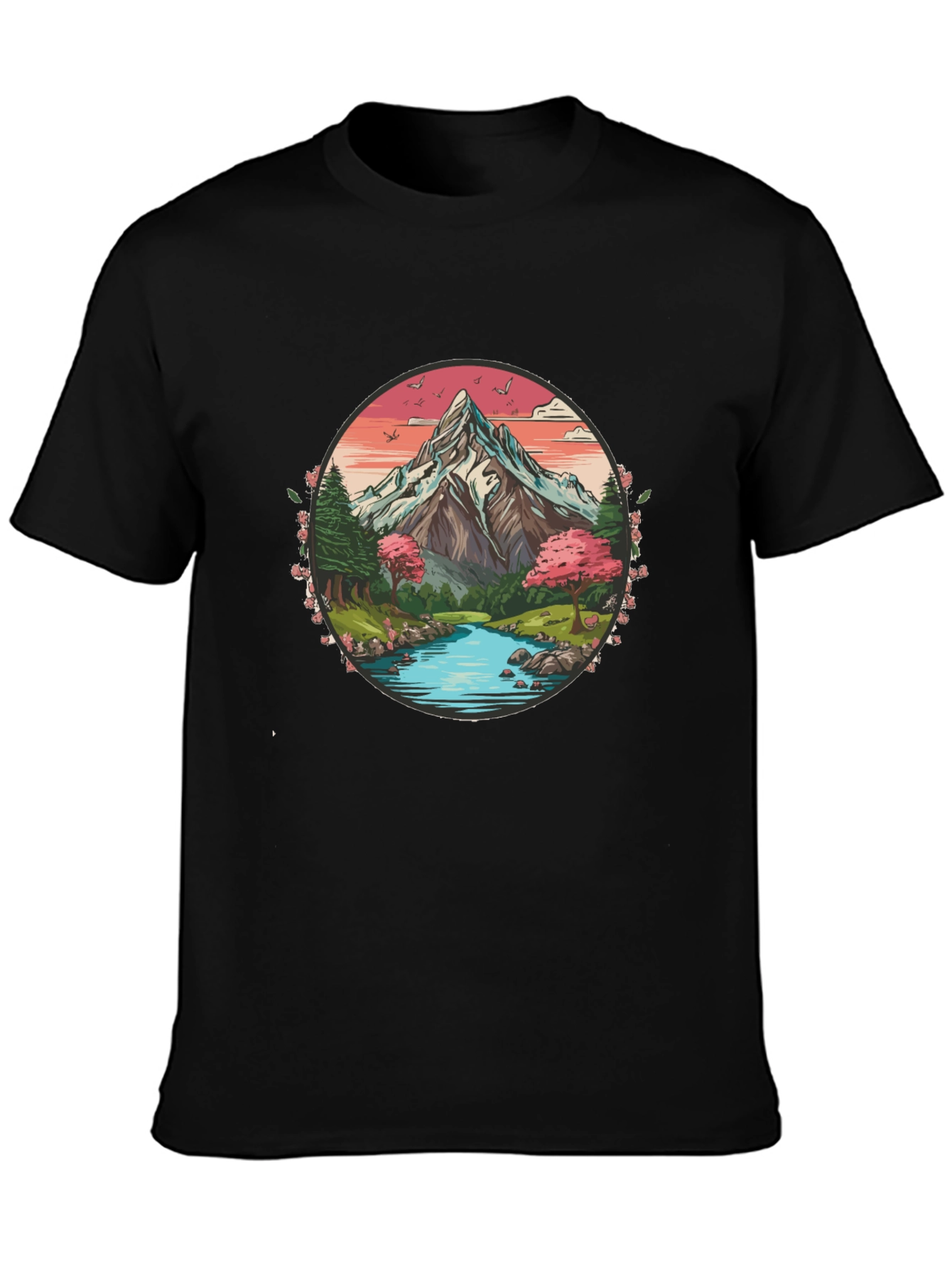 Mountain River Graphic Tee - Nature Inspired Design