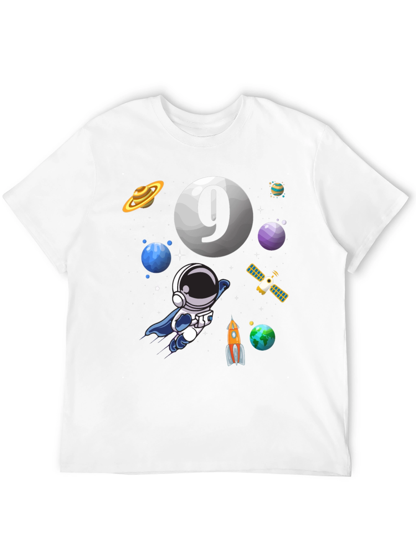 Space Themed Birthday T-Shirt - Age 9